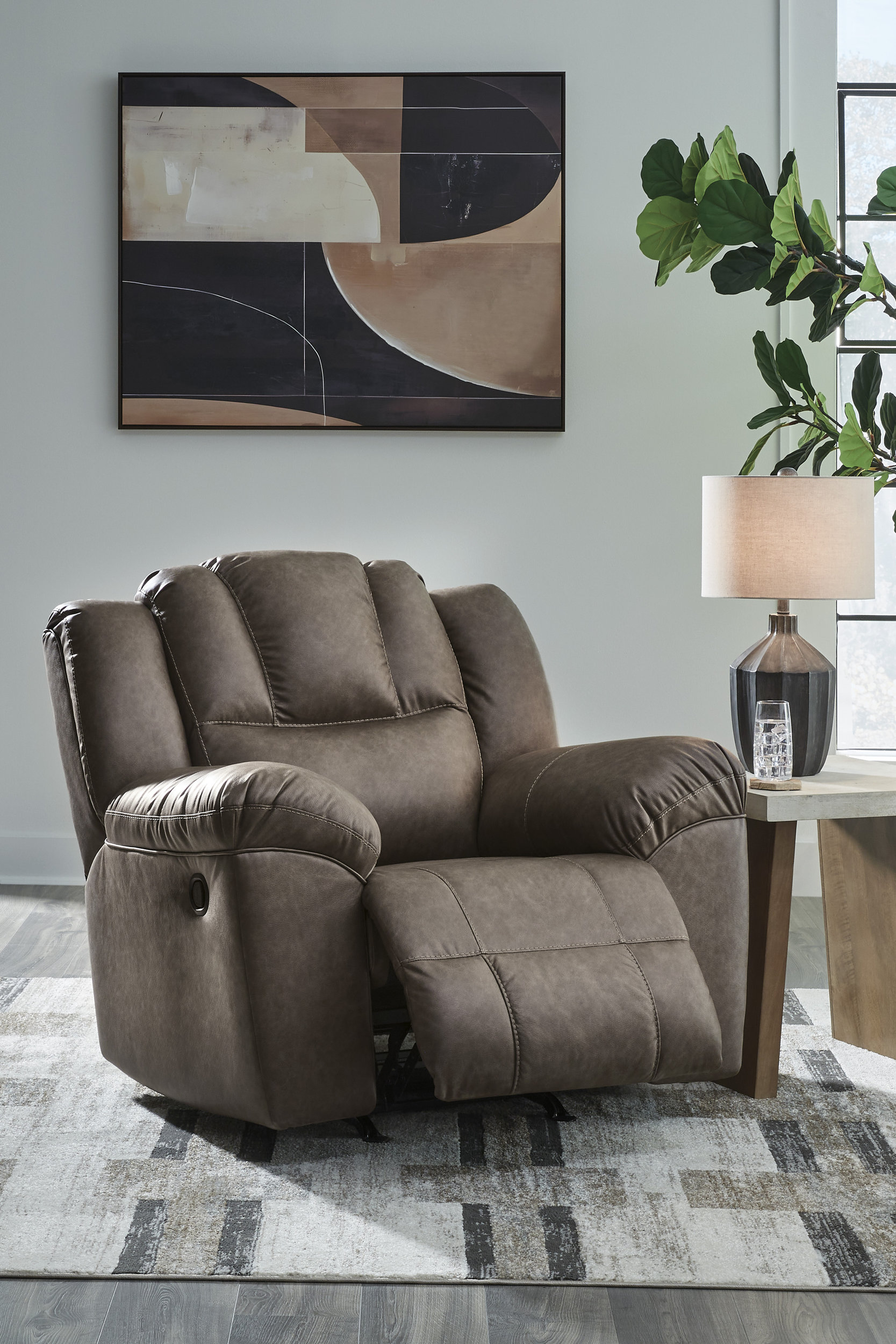 Lowilla Faux Leather Double Reclining Living Room Set with Console