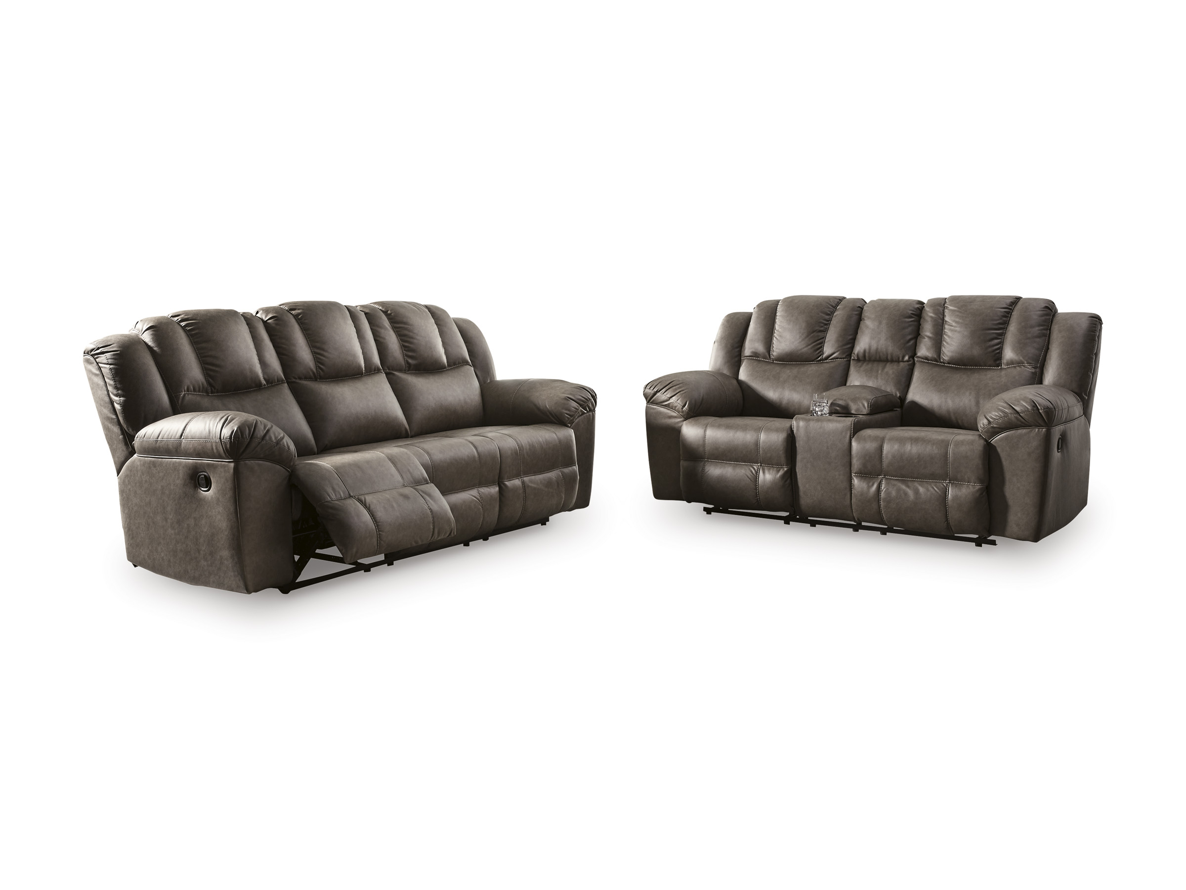 Lowilla Faux Leather Double Reclining Living Room Set with Console