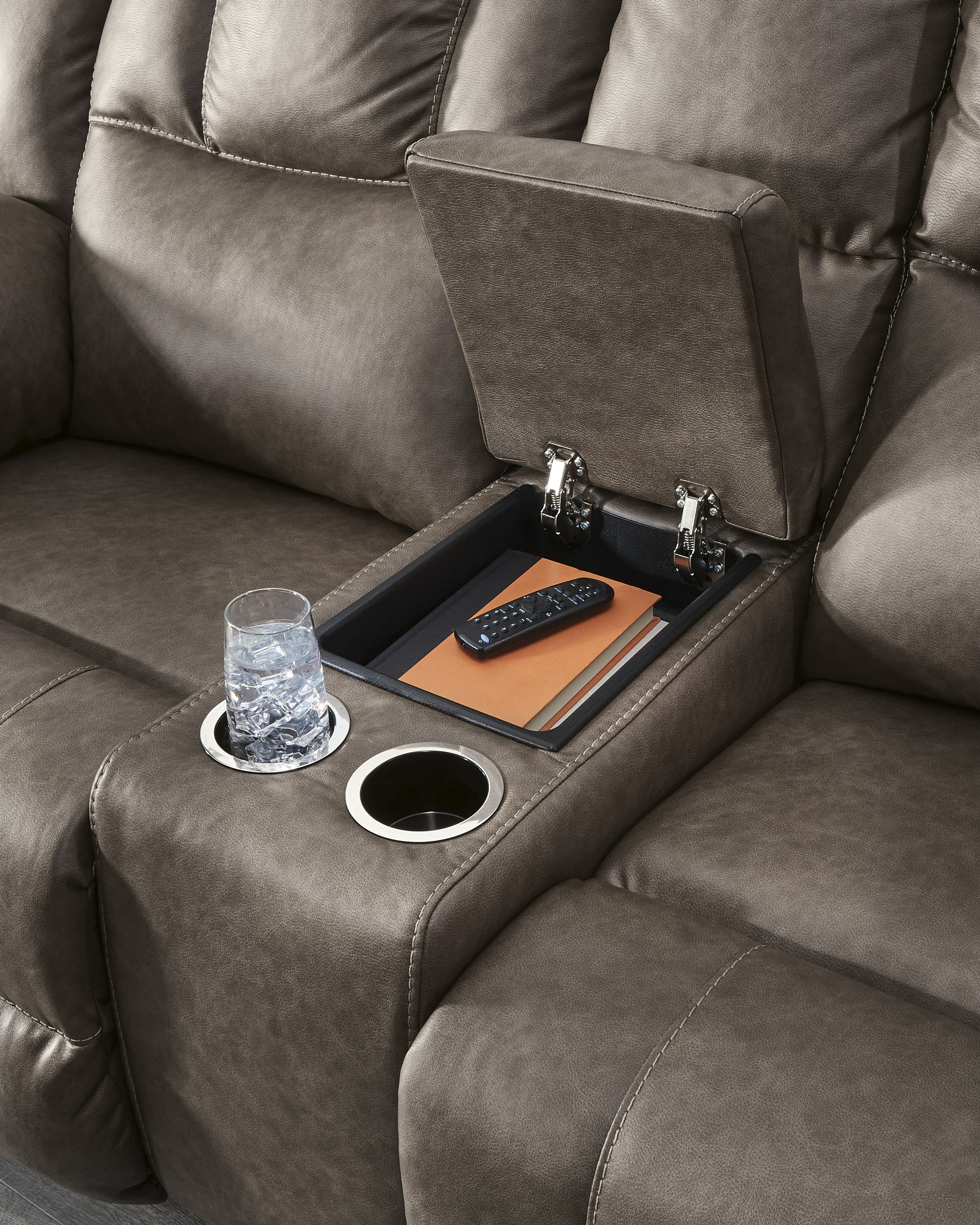 Lowilla Double Reclining Loveseat | Driftwood with Console