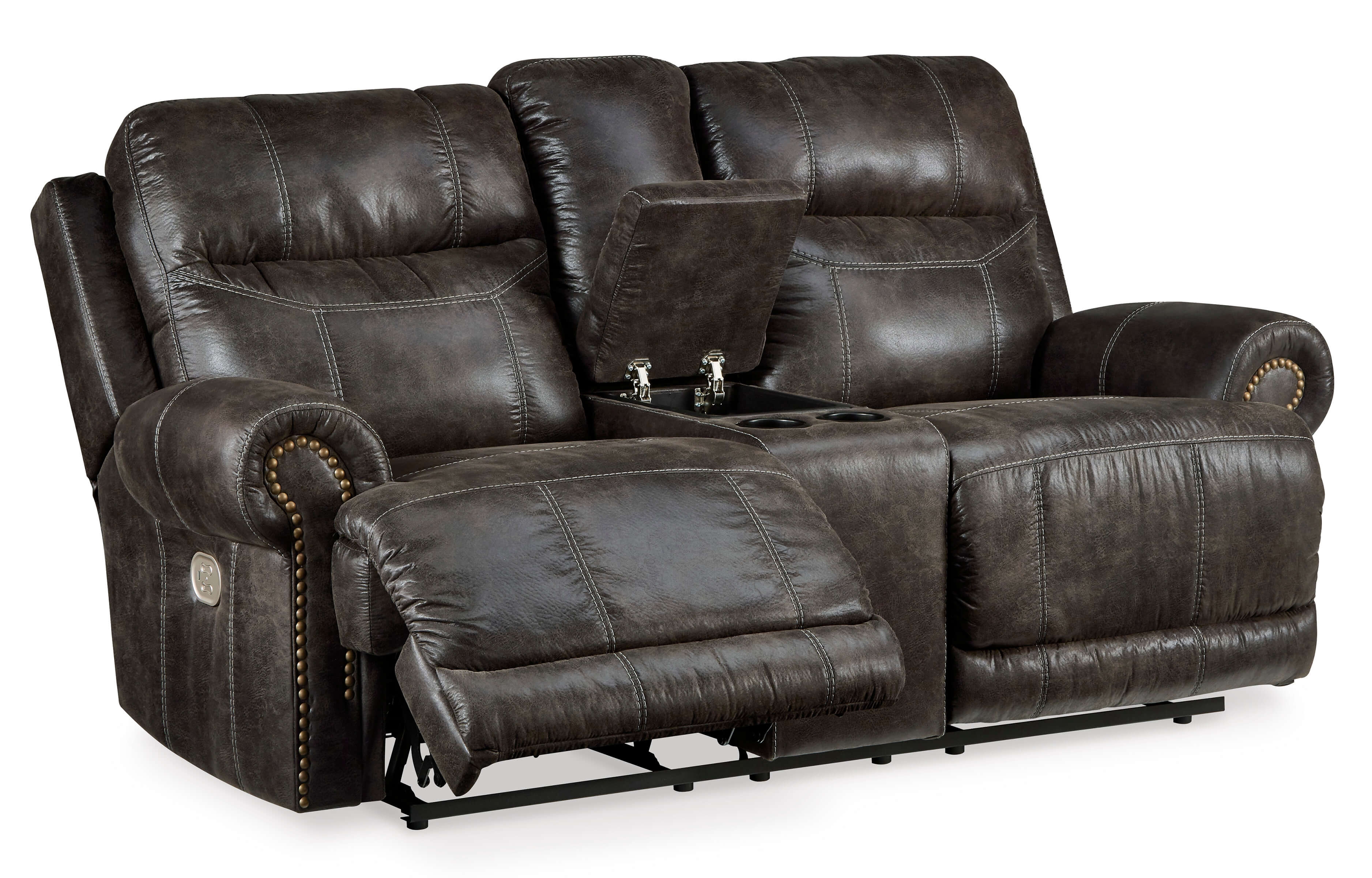 Grearview Faux Leather Power Reclining Loveseat w/Console
