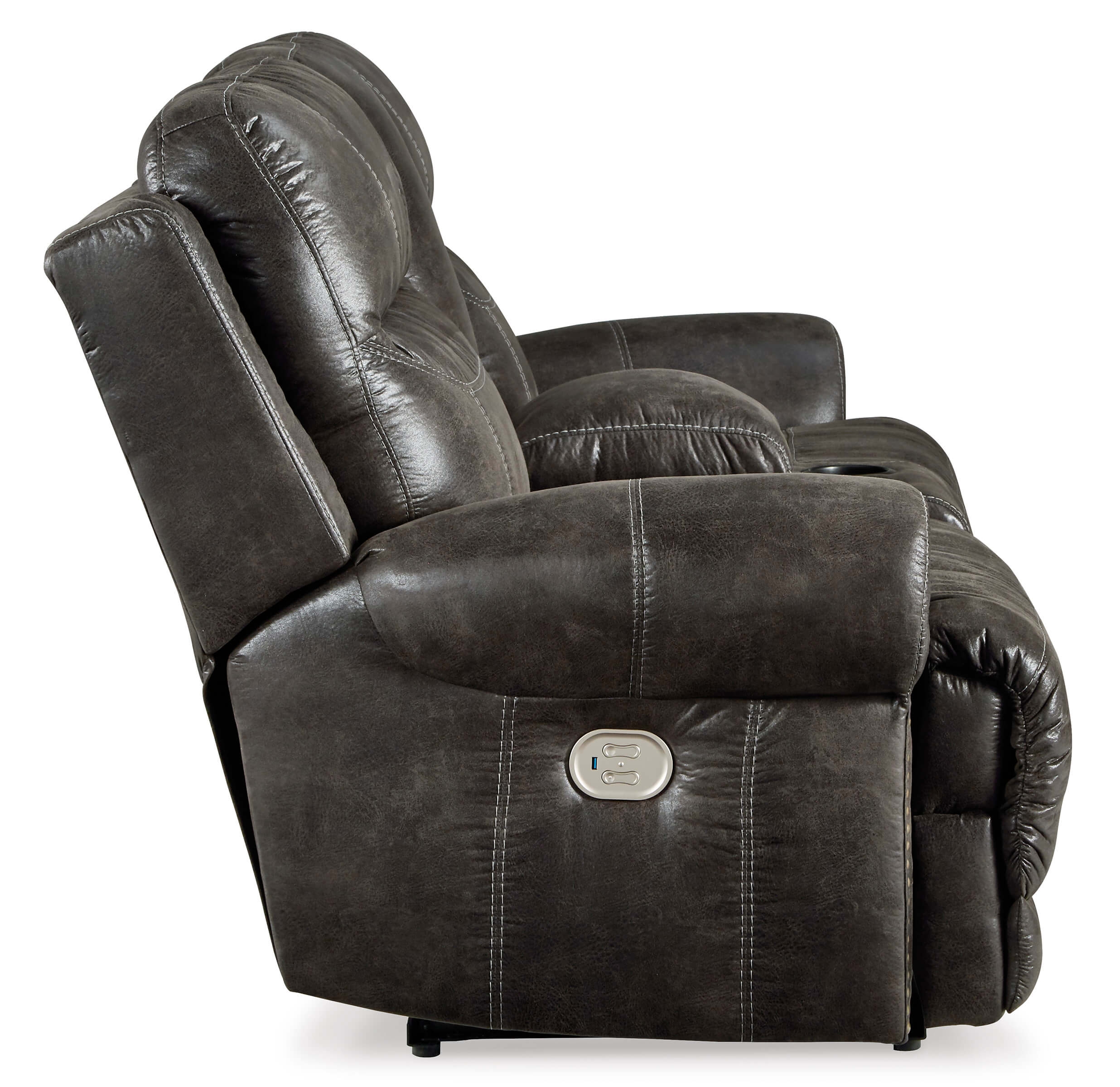 Grearview Faux Leather Power Reclining Loveseat w/Console