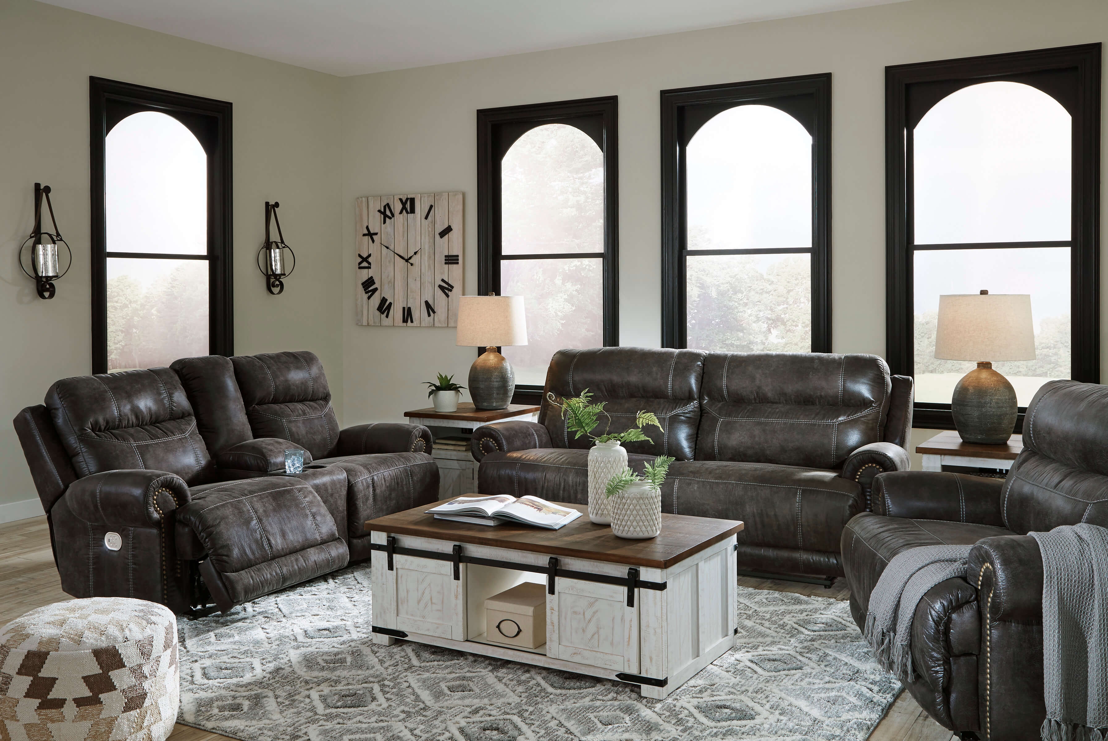 Grearview Faux Leather Power Reclining Living Room Set