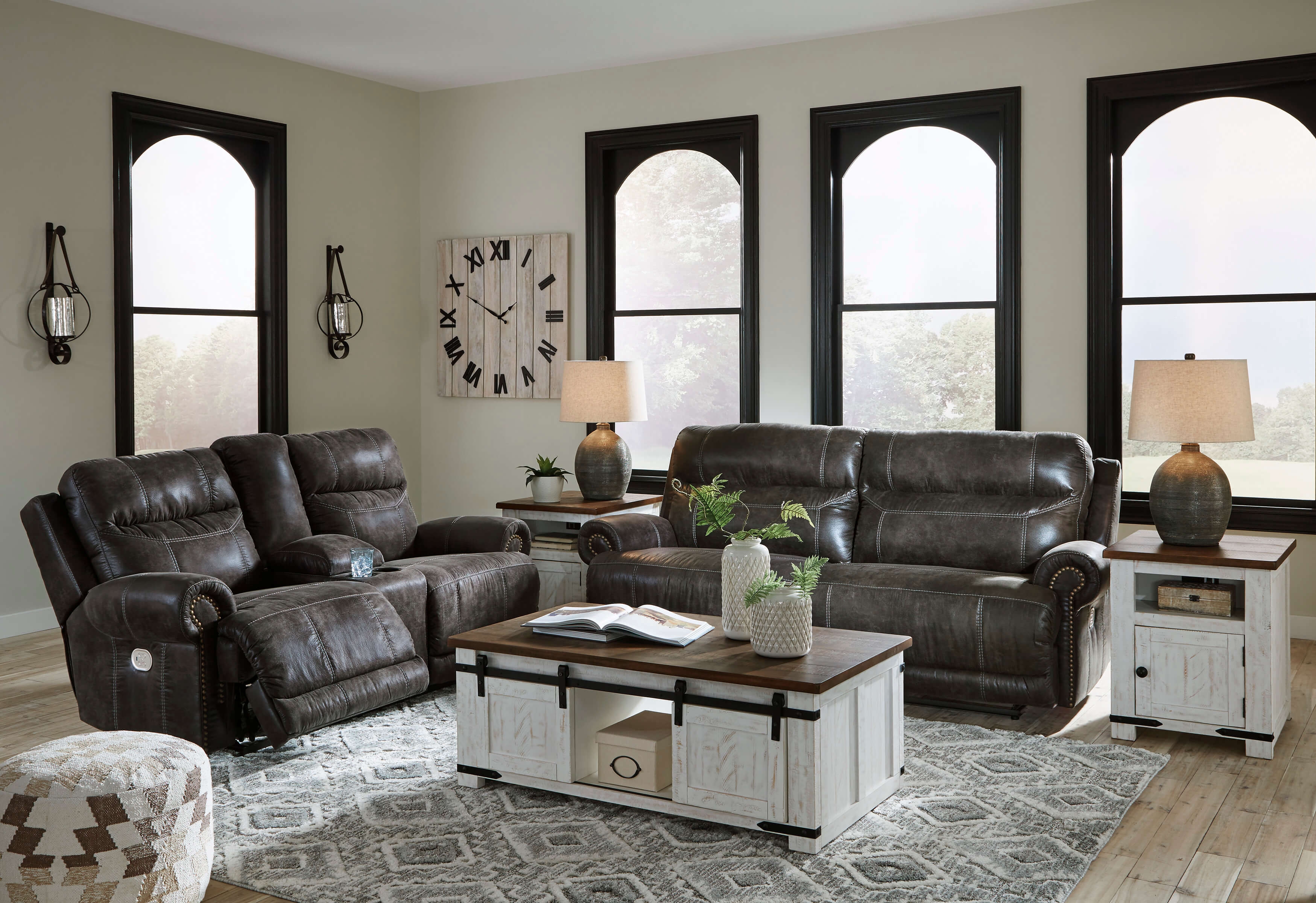Grearview Faux Leather Power Reclining Living Room Set