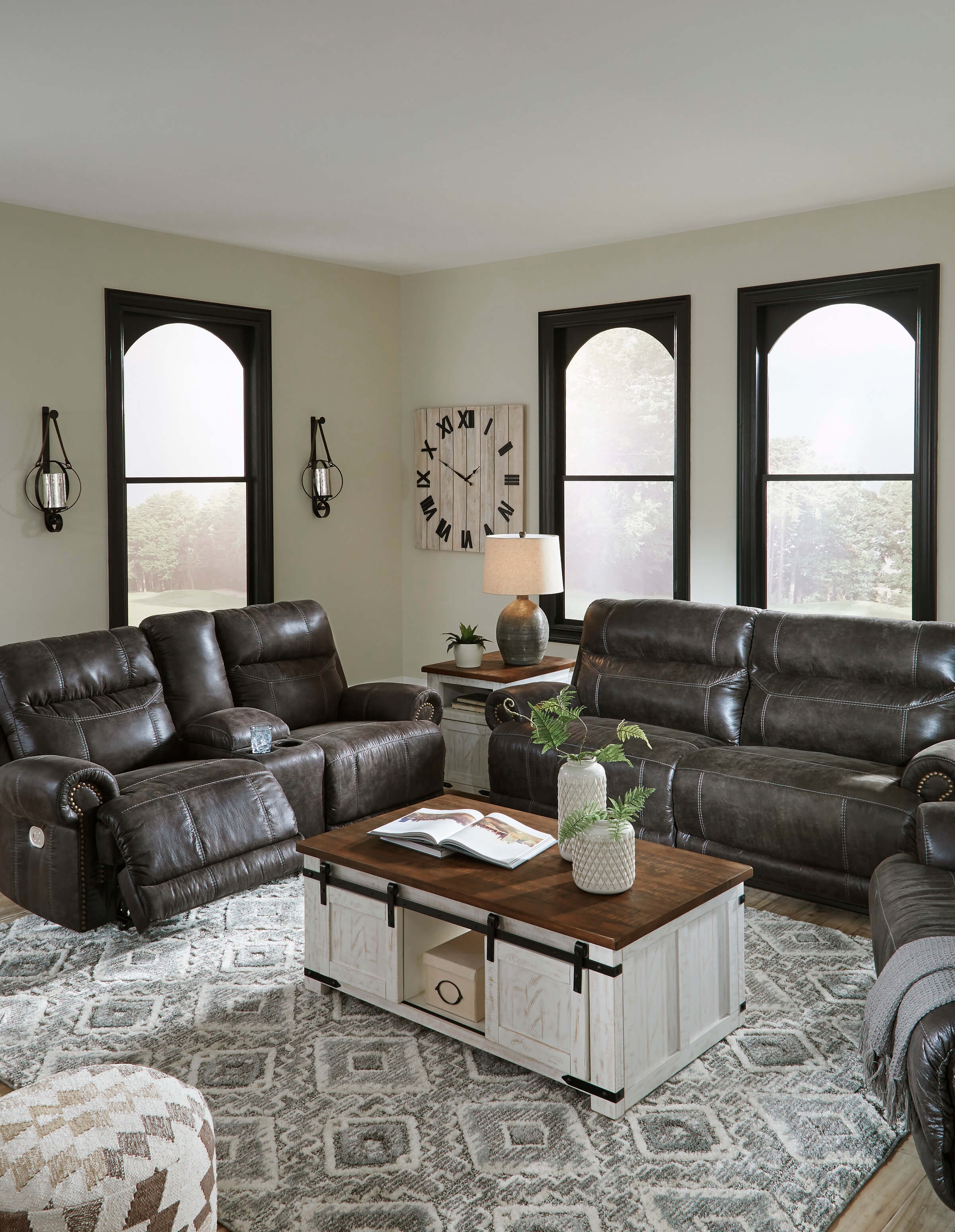 Grearview Faux Leather Power Reclining Living Room Set