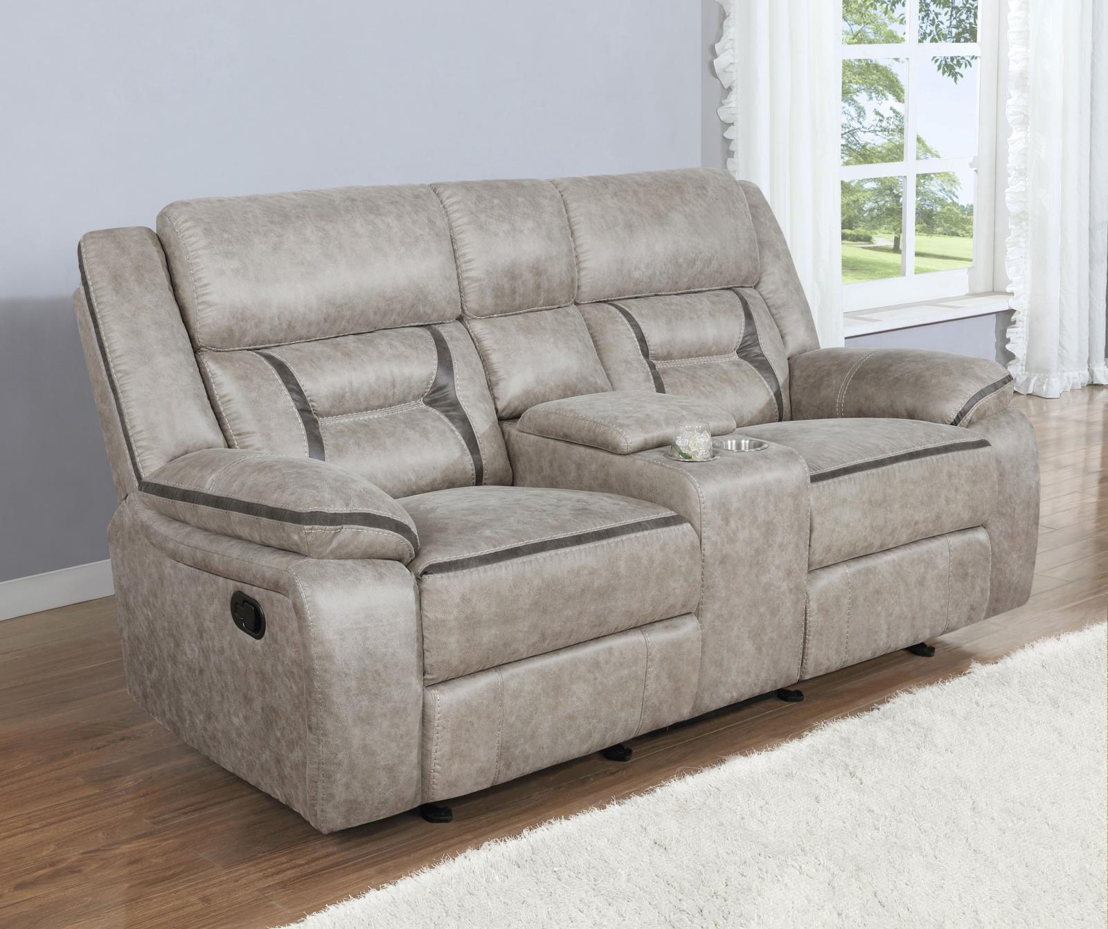 Greer Leatherette Tufted Back Glider Loveseat