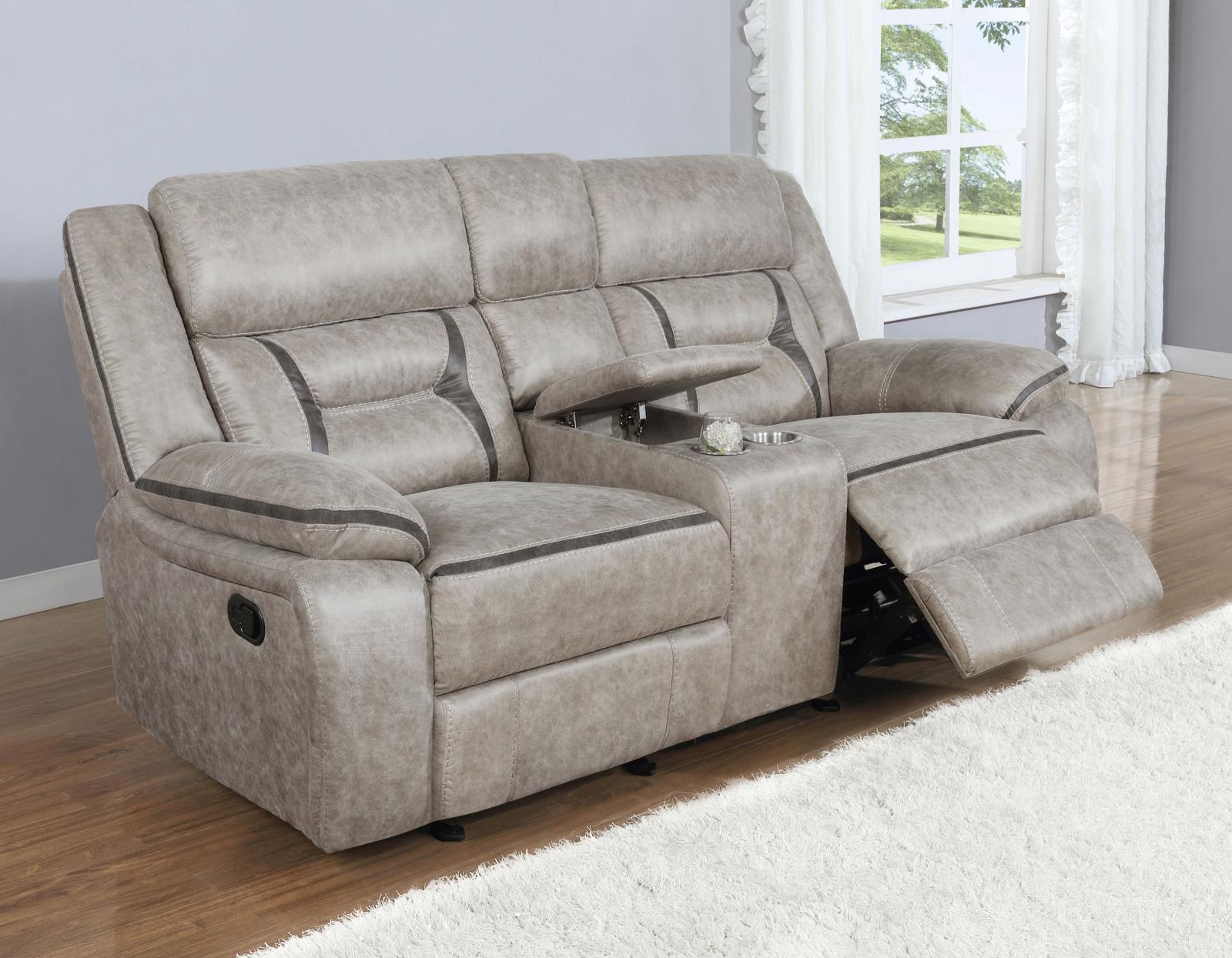 Greer Leatherette Tufted Back Glider Loveseat