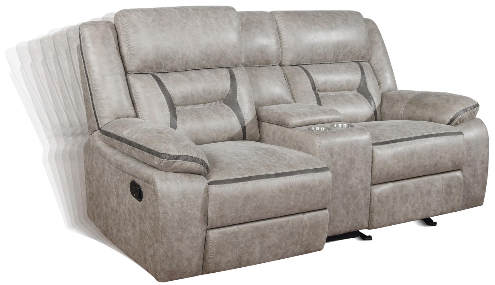 Greer Leatherette Tufted Back Glider Loveseat
