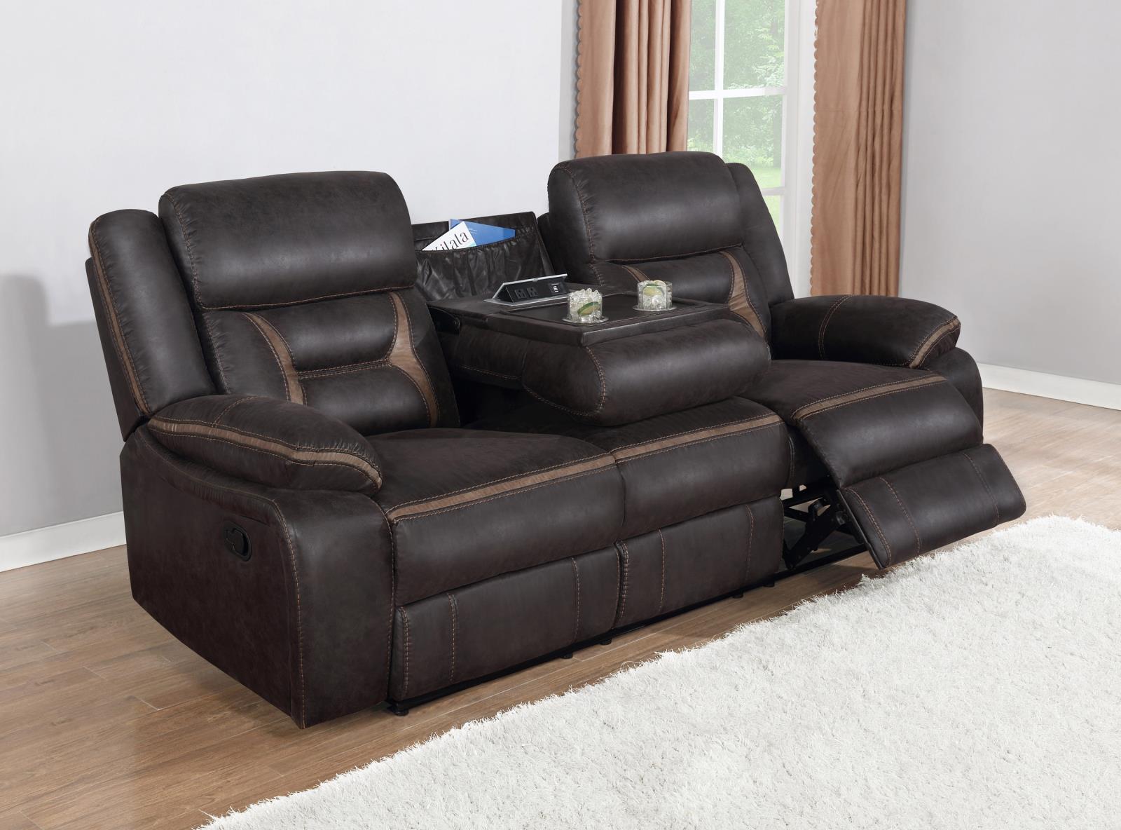 Greer Leatherette Tufted Back Motion Sofa