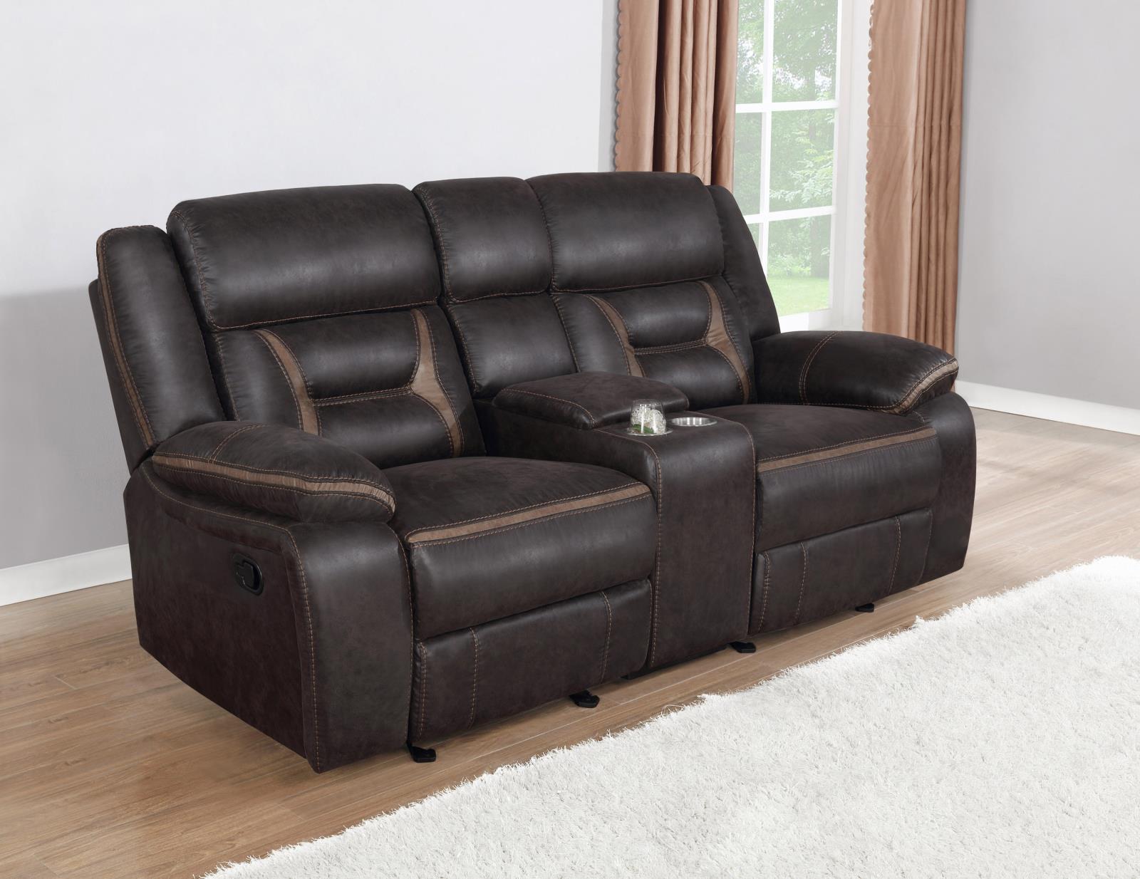 Greer Leatherette Tufted Back Glider Loveseat