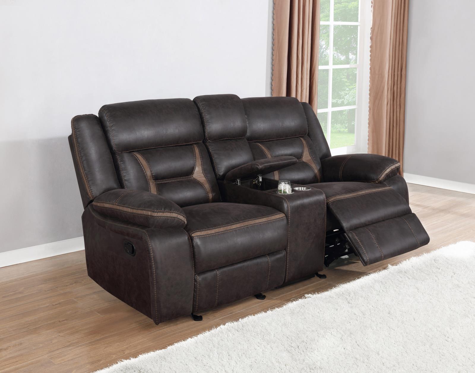 Greer Leatherette Tufted Back Glider Loveseat