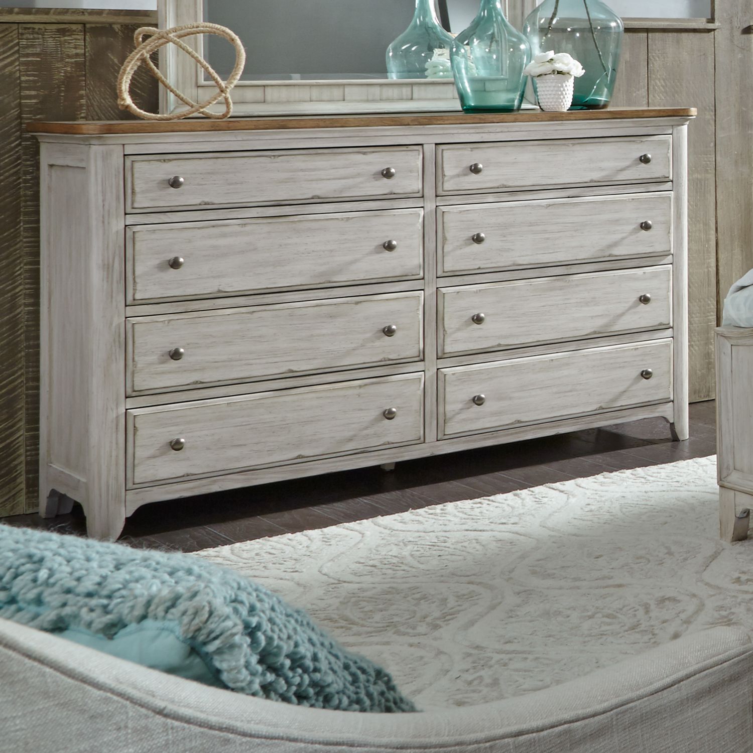 Farmhouse Reimagined Wood 8-Drawer Double Dresser