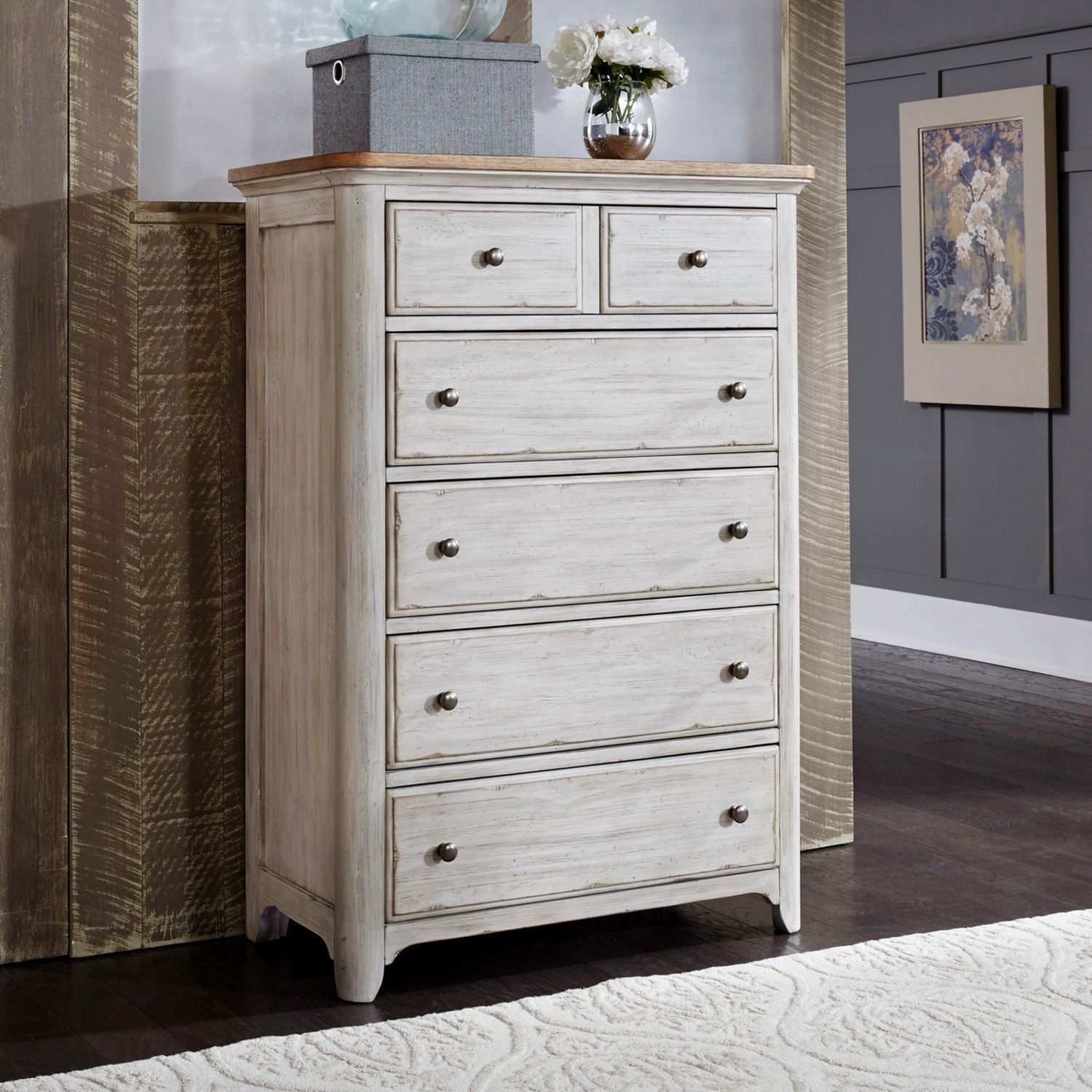 Farmhouse Reimagined Wood 5-Drawer Chest