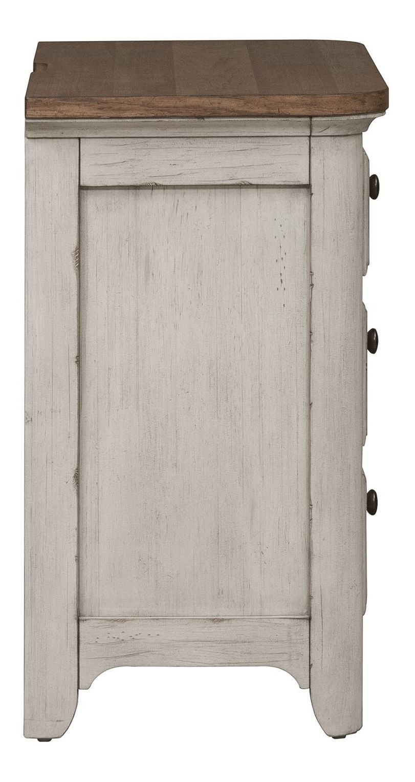 Farmhouse Reimagined Wood 3-Drawer Night Stand w/Charging Station