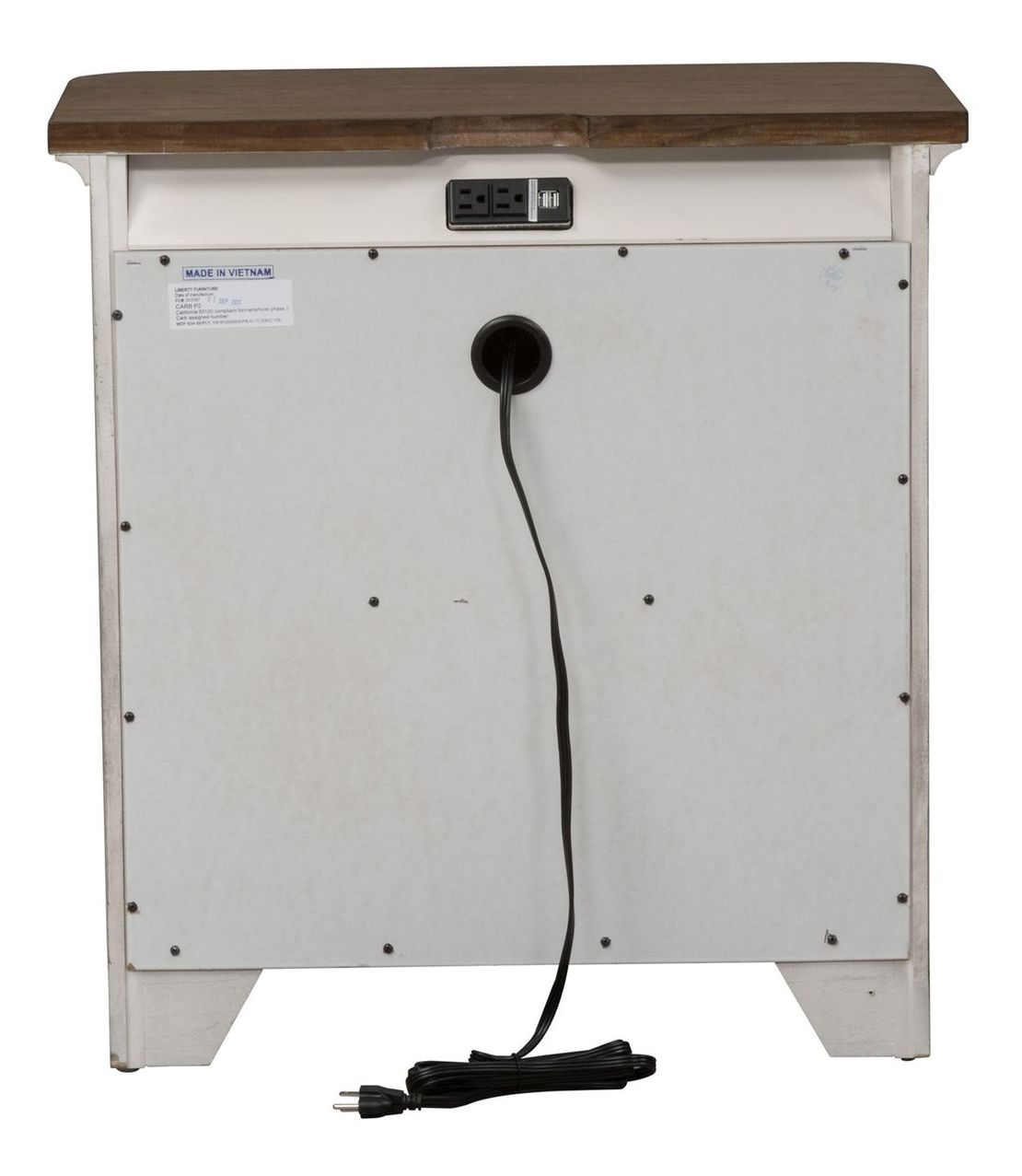 Farmhouse Reimagined Wood 3-Drawer Night Stand w/Charging Station