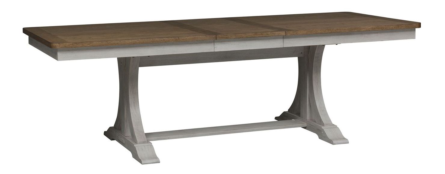 Farmhouse Reimagined Rectangular Wood Extendable Trestle Dining Table