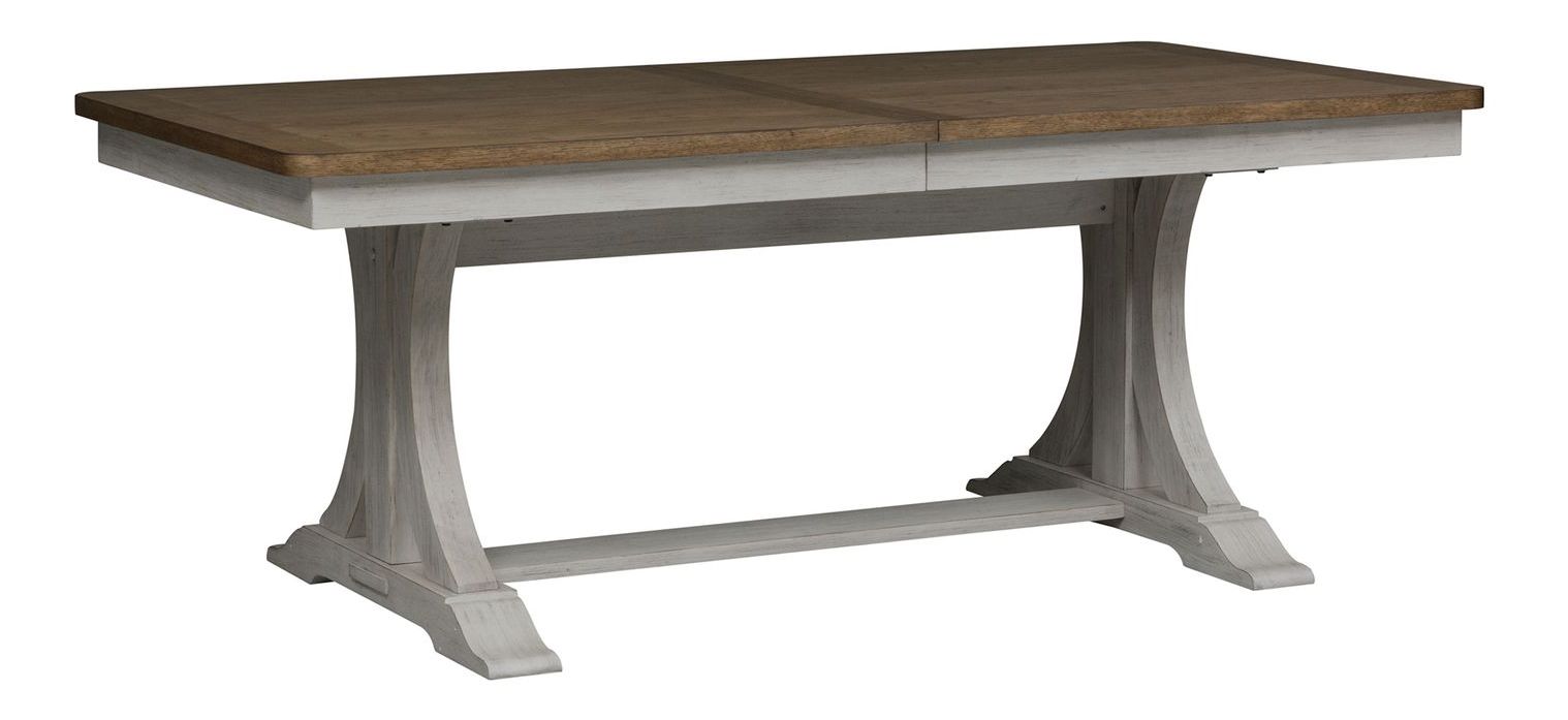 Farmhouse Reimagined Rectangular Wood Extendable Trestle Dining Table