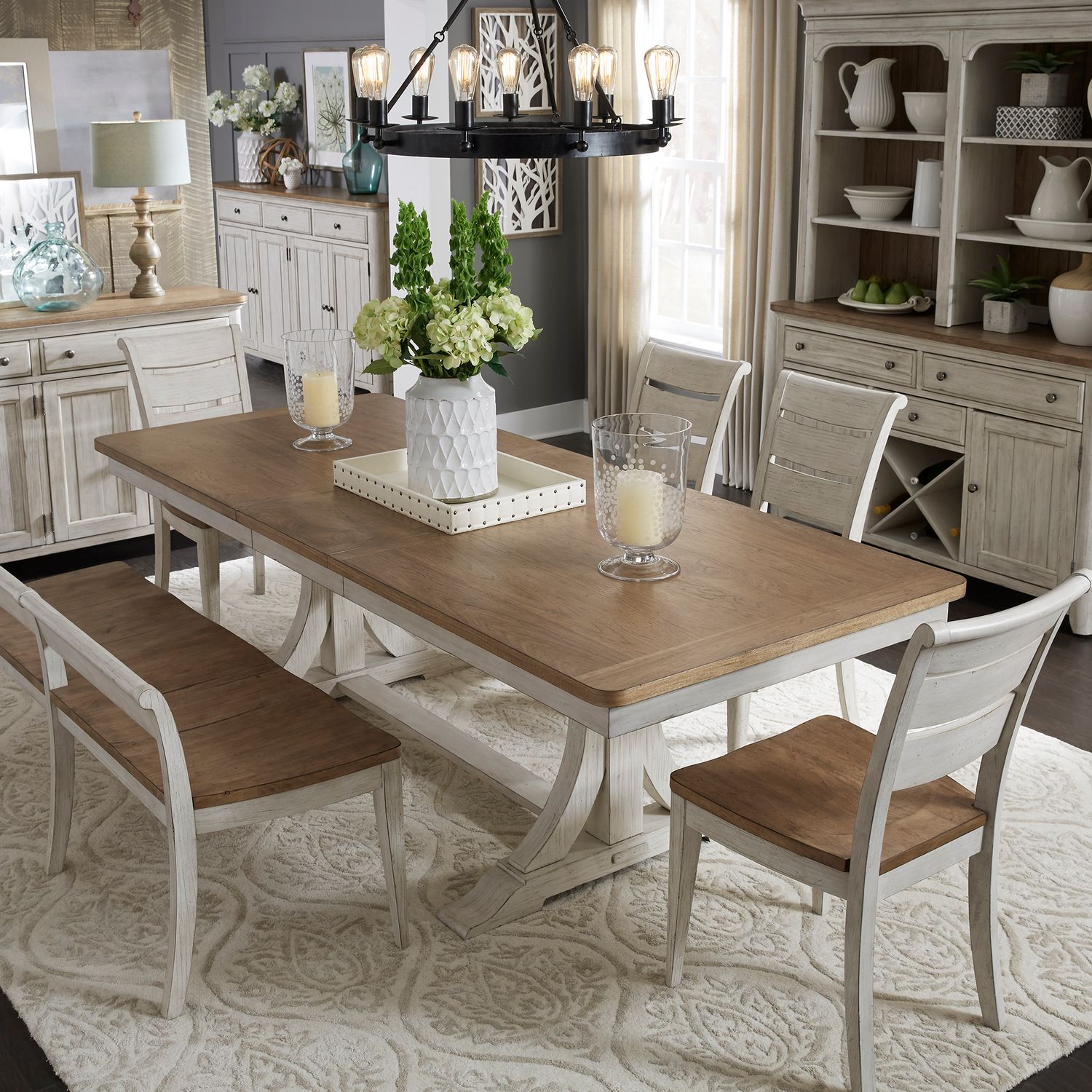 Farmhouse Reimagined Extendable Wood Dining Set – Rustic