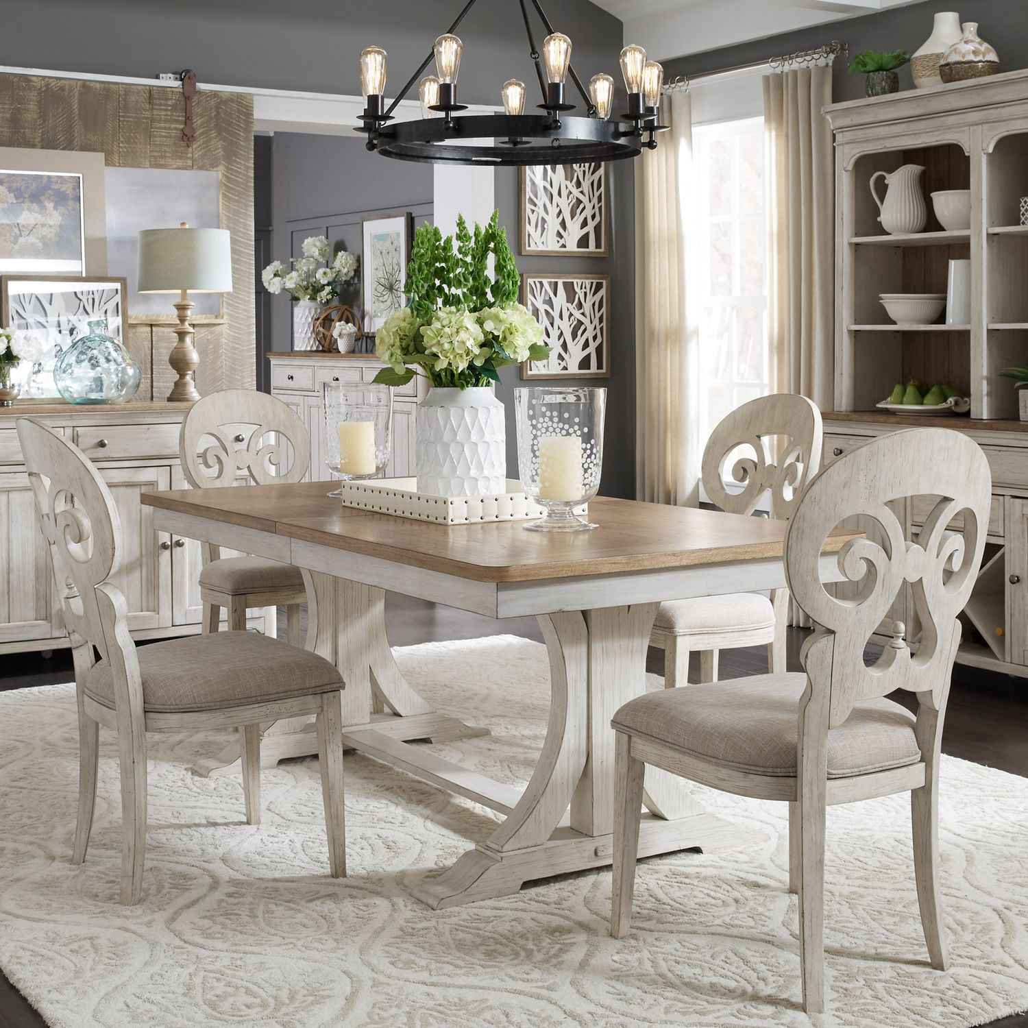 Farmhouse Reimagined Extendable Wood Dining Set – Rustic