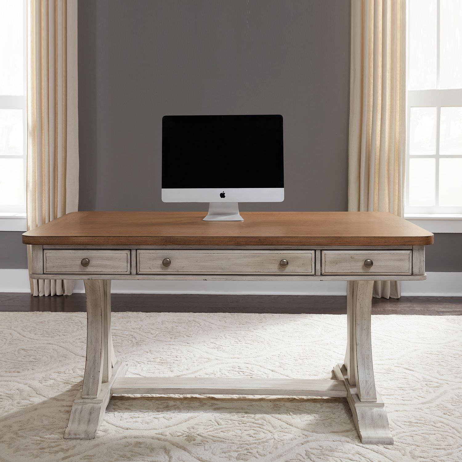 Farmhouse Reimagined Rectangular Wood 3-Drawer Writing Desk