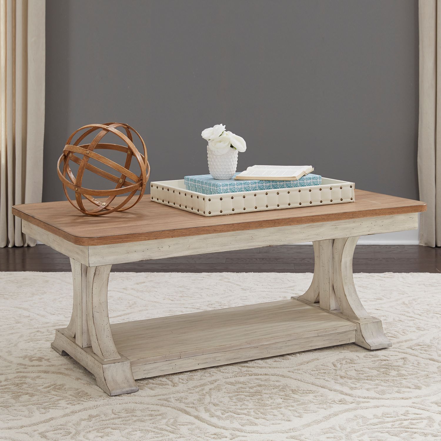 Farmhouse Wood Cocktail Table Set – Rectangular 3-Piece