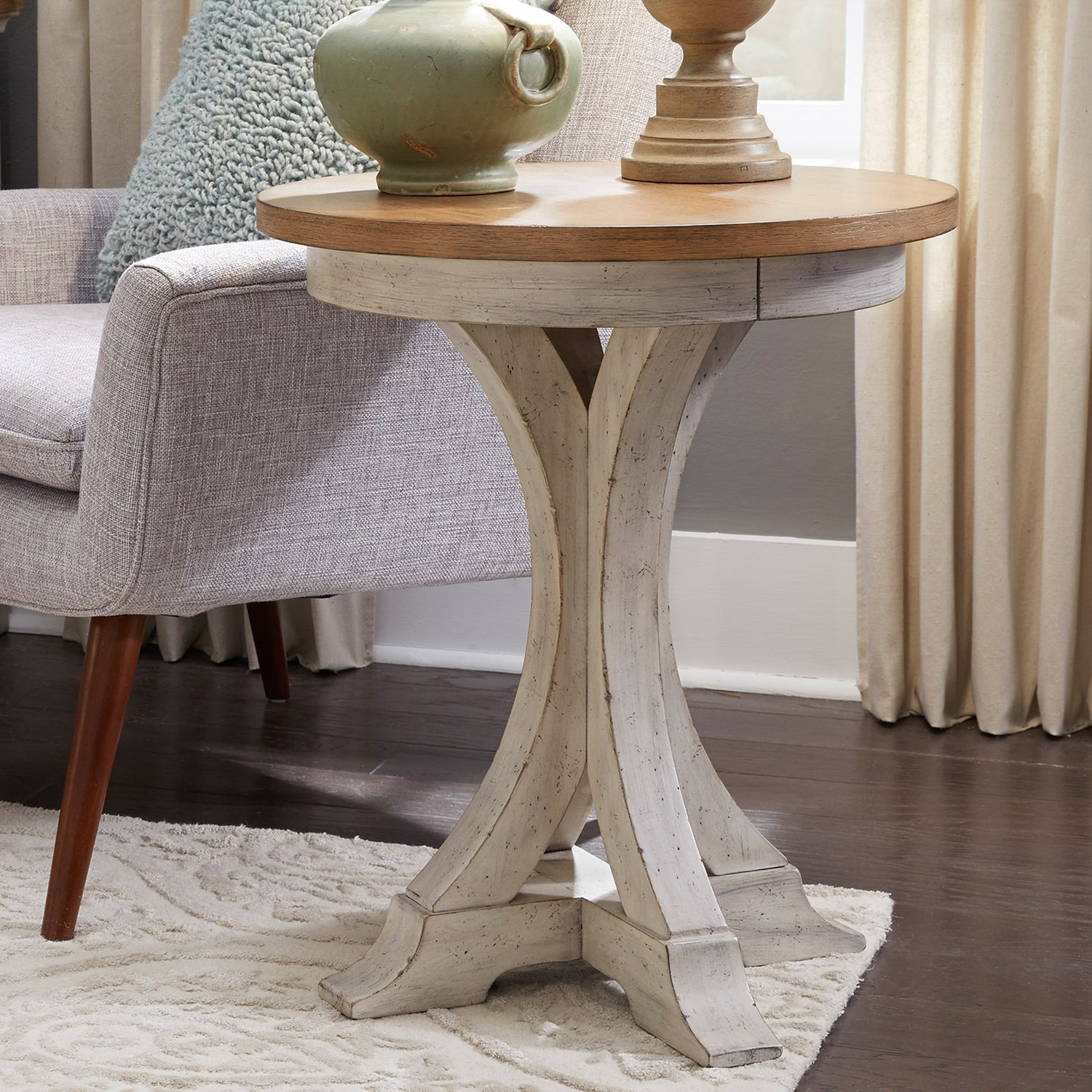 Farmhouse Reimagined Round Wood Chairside Table