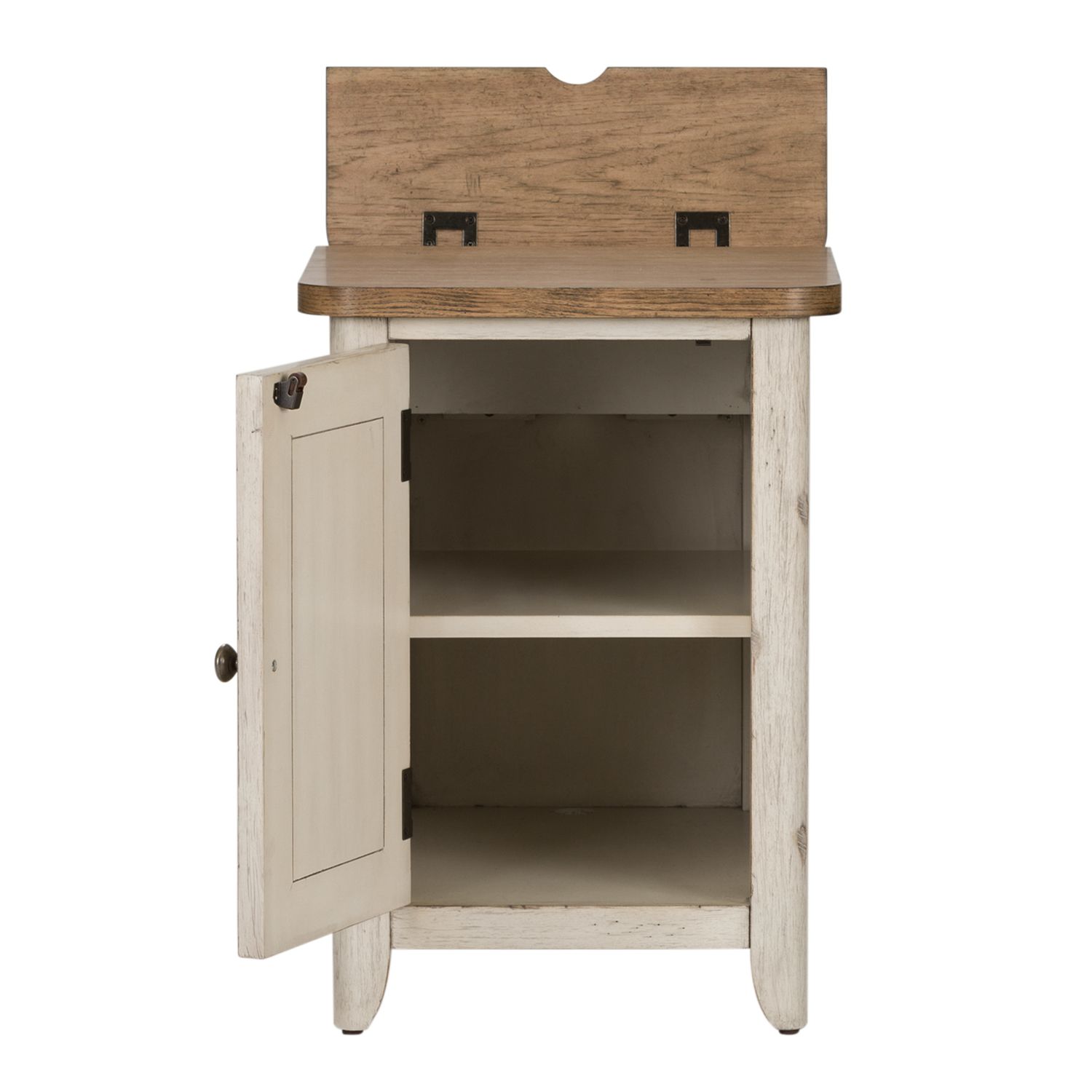 Farmhouse Reimagined Rectangular Wood 1-Door Chairside Table w/Charging Station