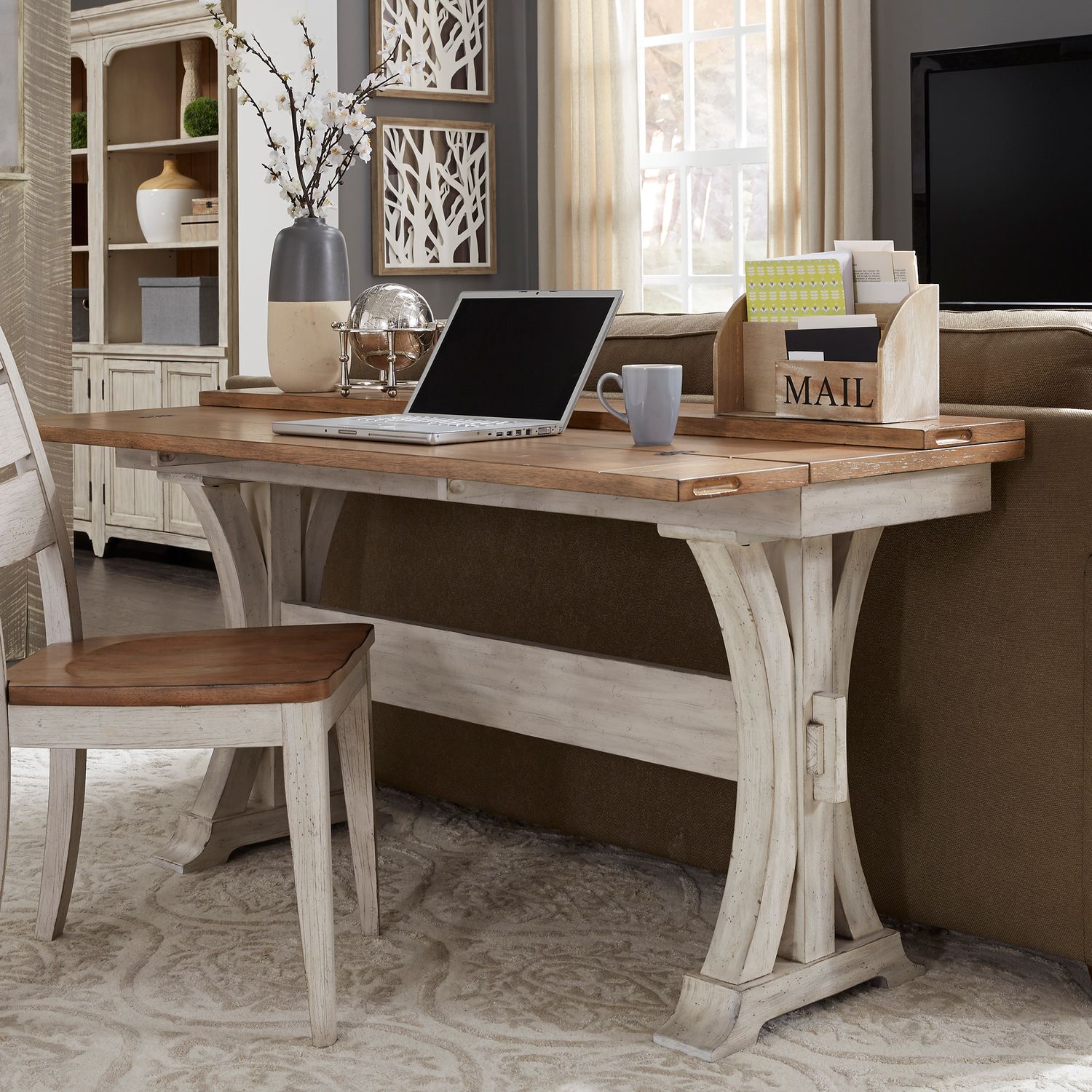 Farmhouse Reimagined Rectangular Wood Flip Lid Sofa Table