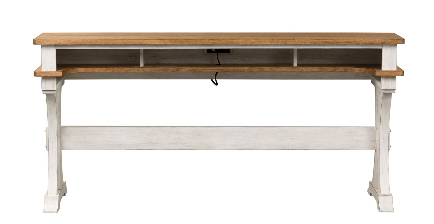 Farmhouse Reimagined Rectangular Wood Console Bar Table w/Charging Station