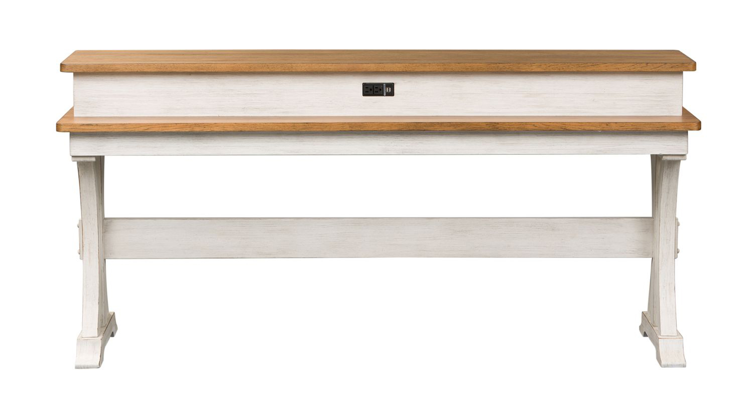 Farmhouse Reimagined Rectangular Wood Console Bar Table w/Charging Station