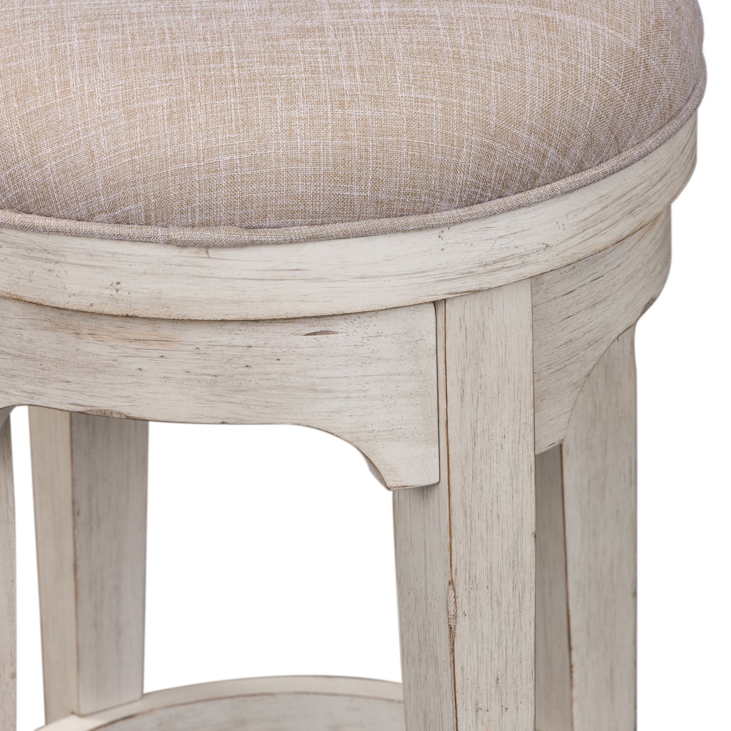 Farmhouse Reimagined Fabric/Wood Console Swivel Stool
