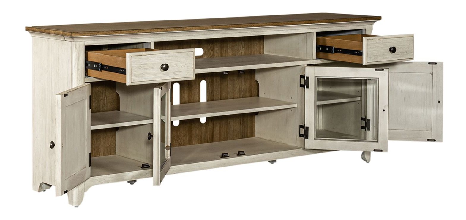 Farmhouse Reimagined 72-inch Wood 2-Drawer 4-Door Entertainment TV Stand