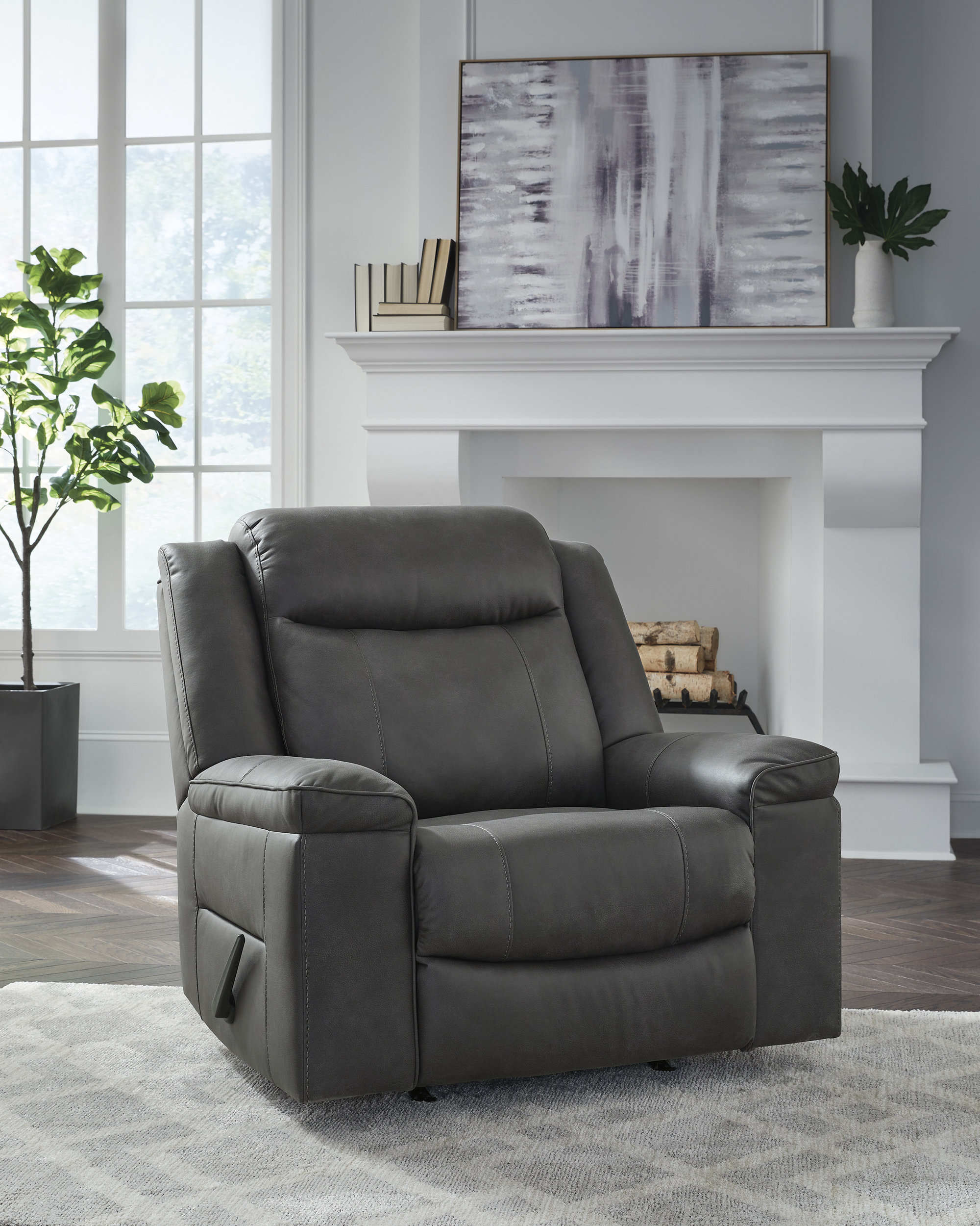 Status Check Faux Leather Rocker Recliner