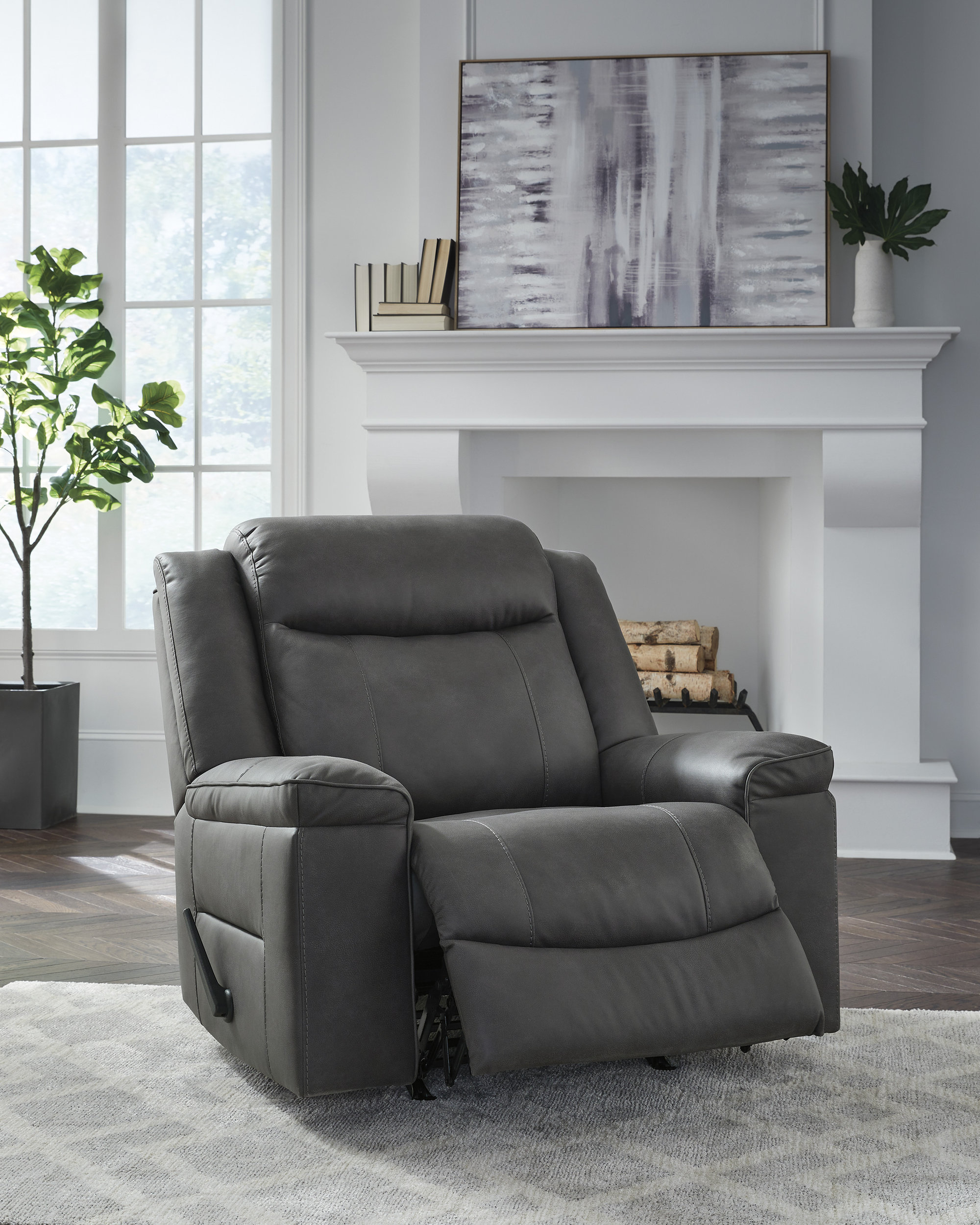 Status Check Faux Leather Rocker Recliner