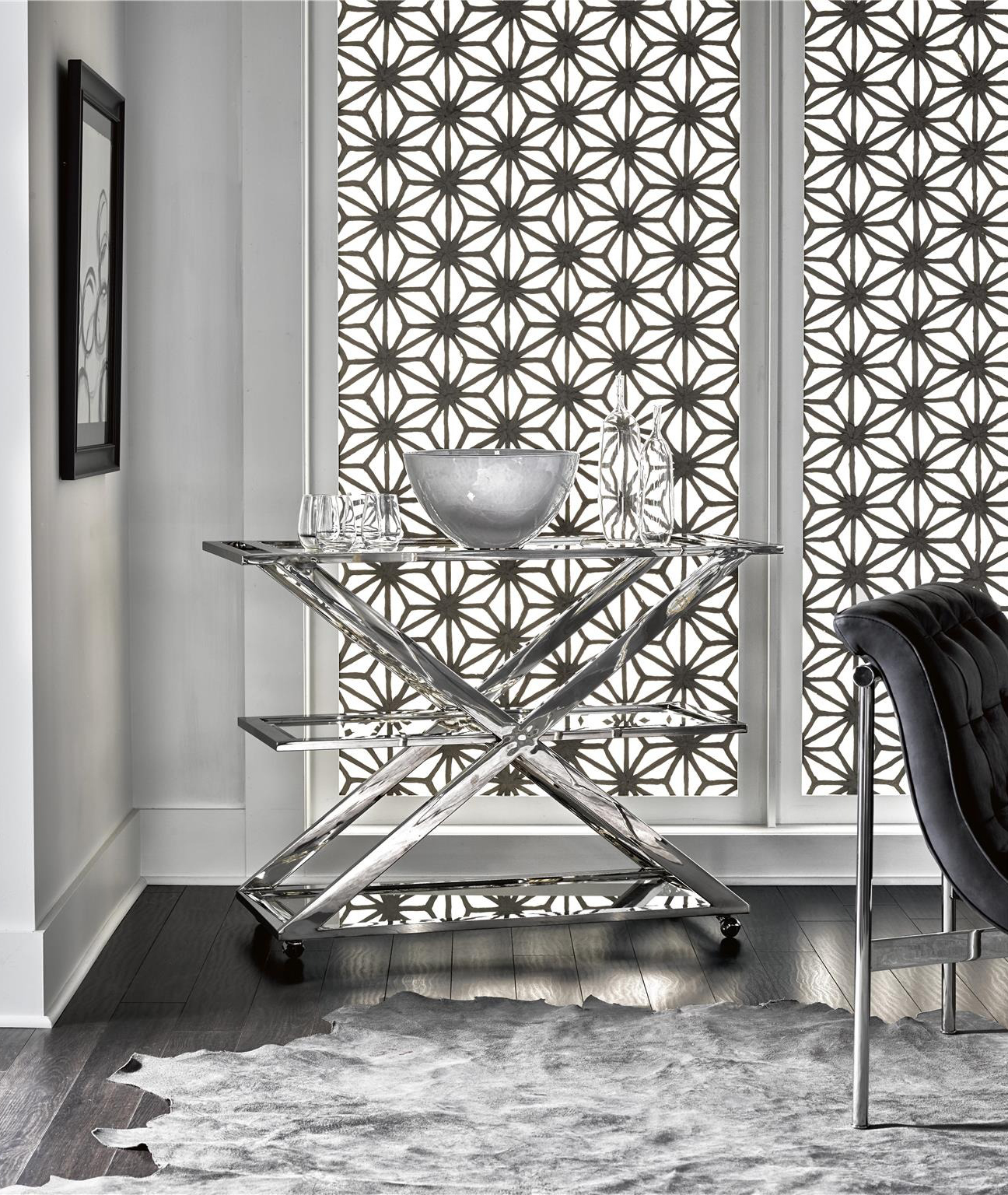 Draper Metal Glass Top Bar Cart