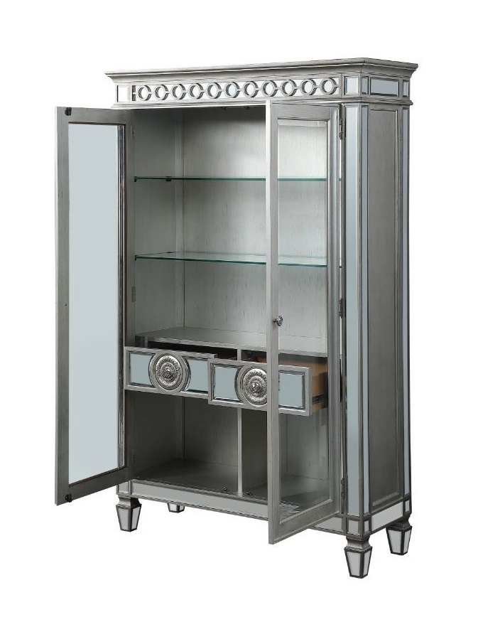 Varian Glass/Wood Curio w/2 Doors & 2 Drawers