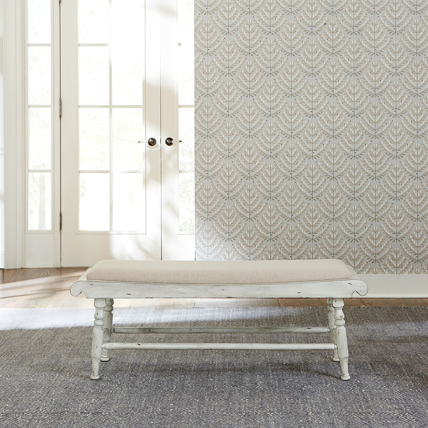 Whitney Linen/Wood Bench