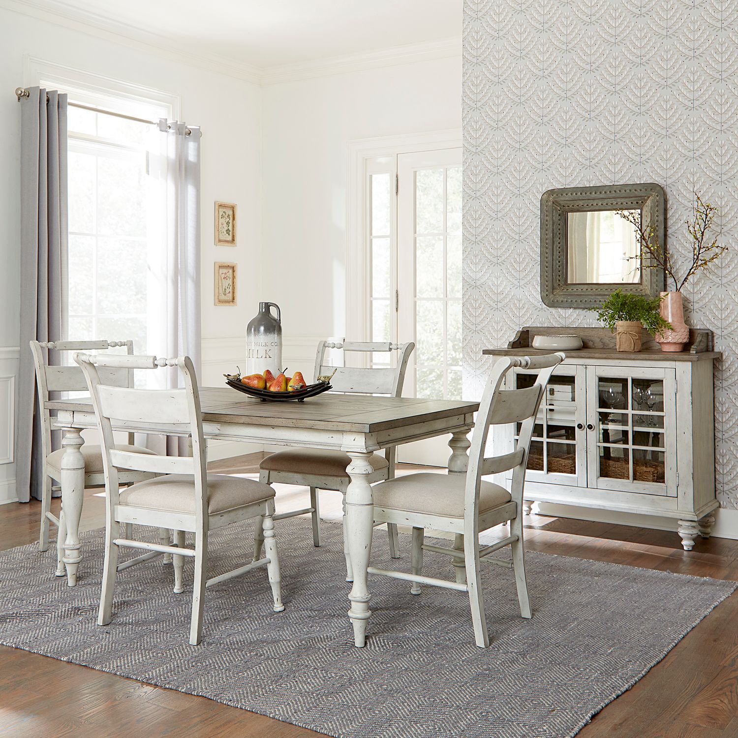 Whitney Extendable Dining Set | Antique Linen & Gray Wood
