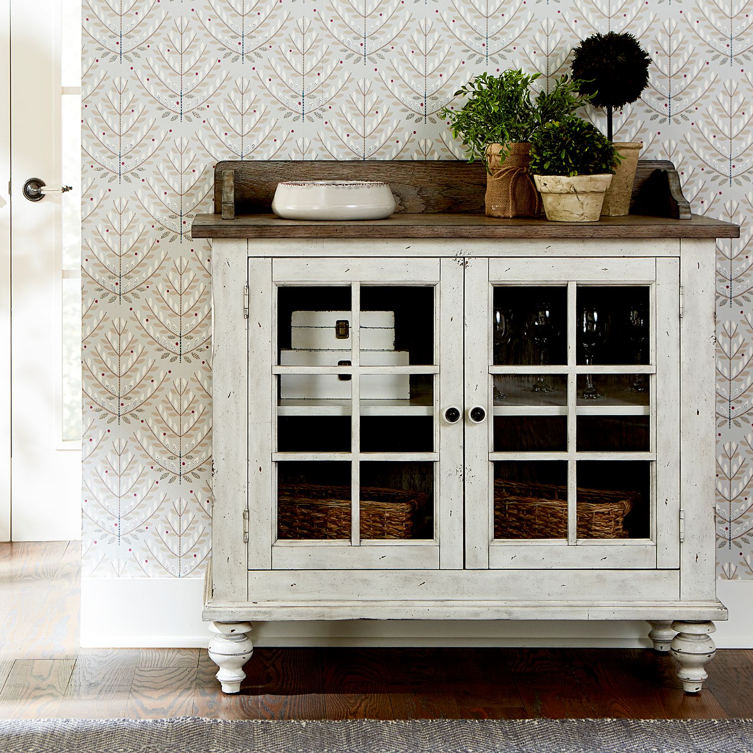 Whitney Wood 2-Glass Door Server