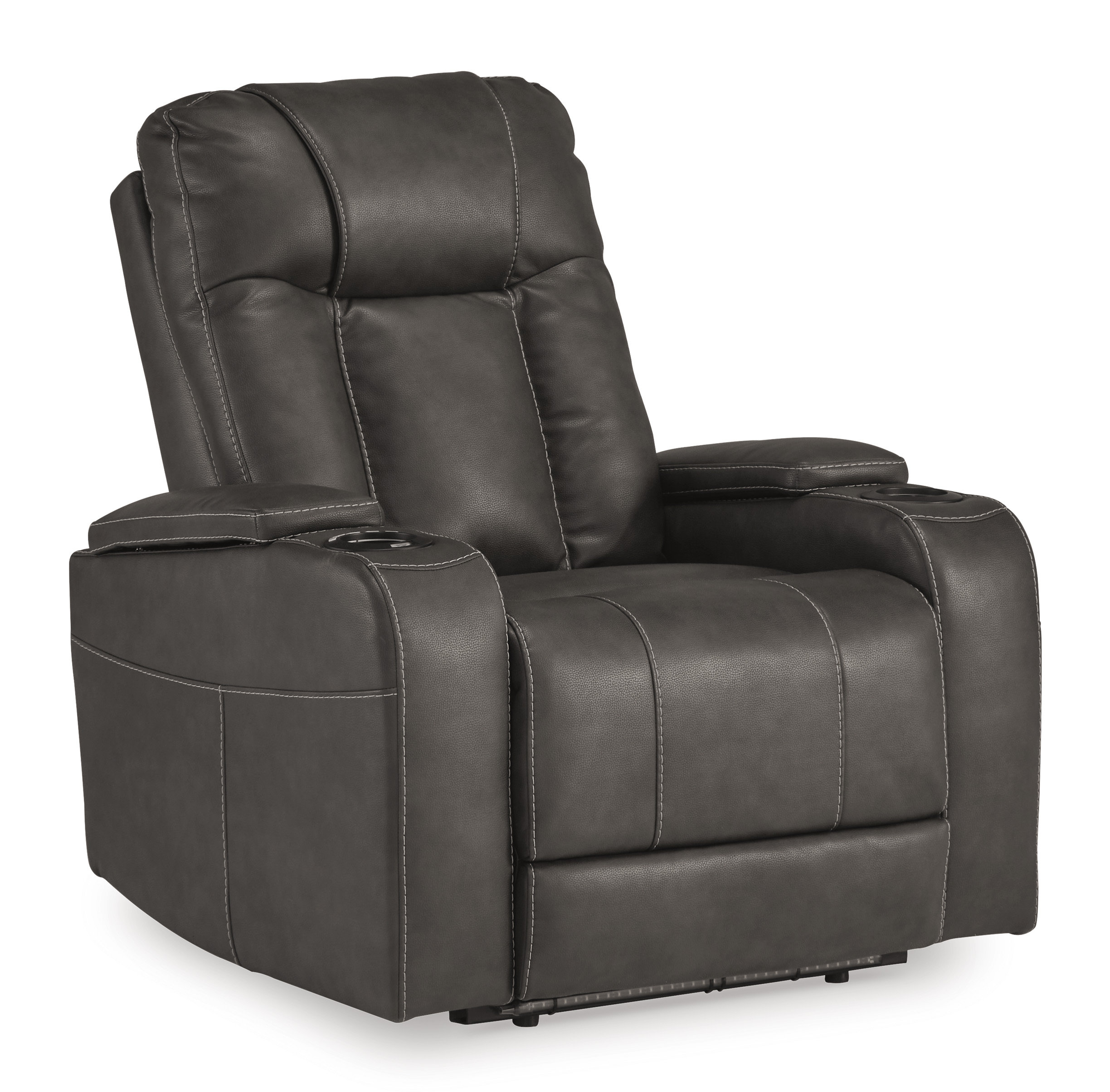 Feazada Faux Leather Power Recliner w/Adjustable Headrest & Lighting