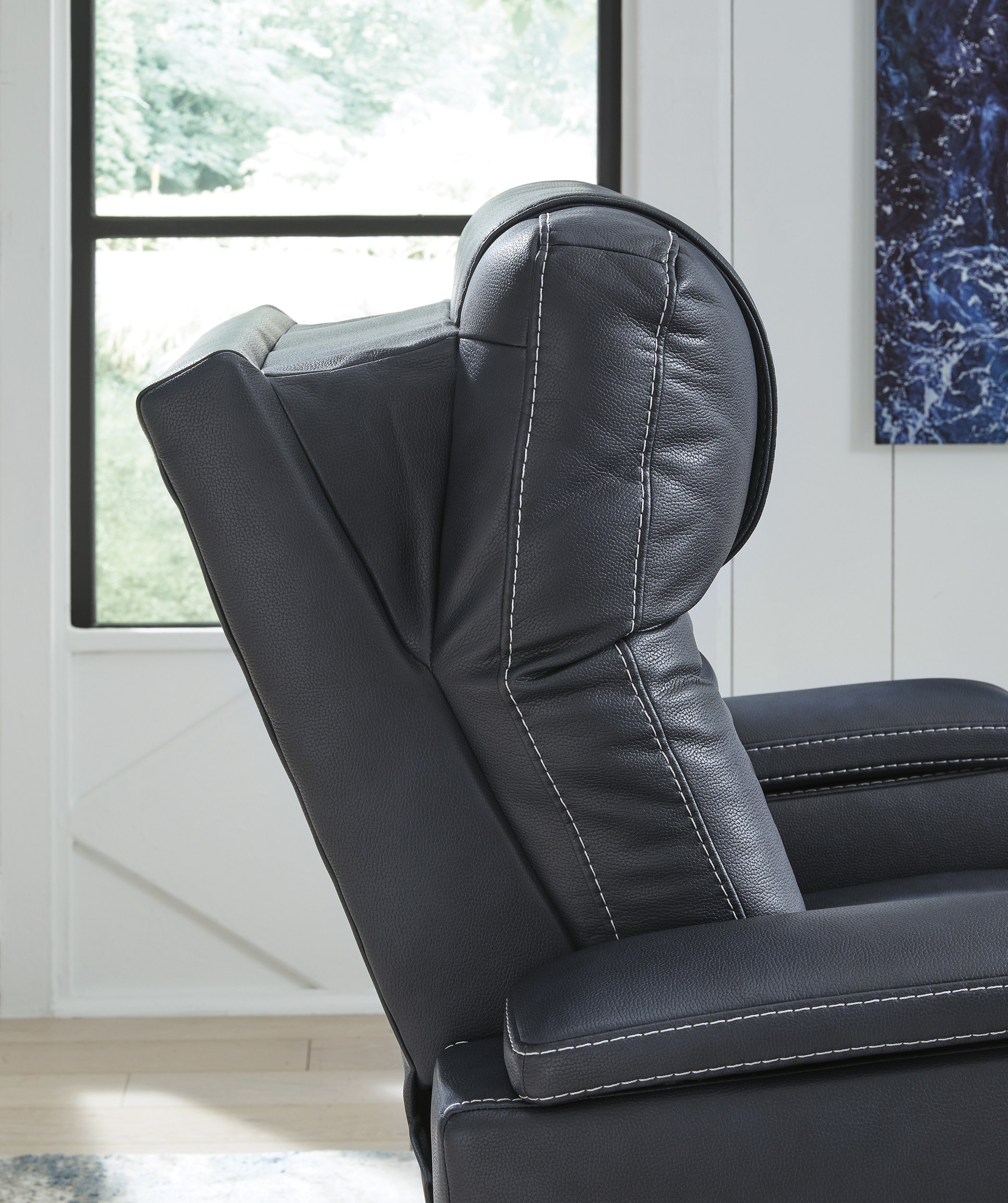 Feazada Faux Leather Power Recliner w/Adjustable Headrest & Lighting
