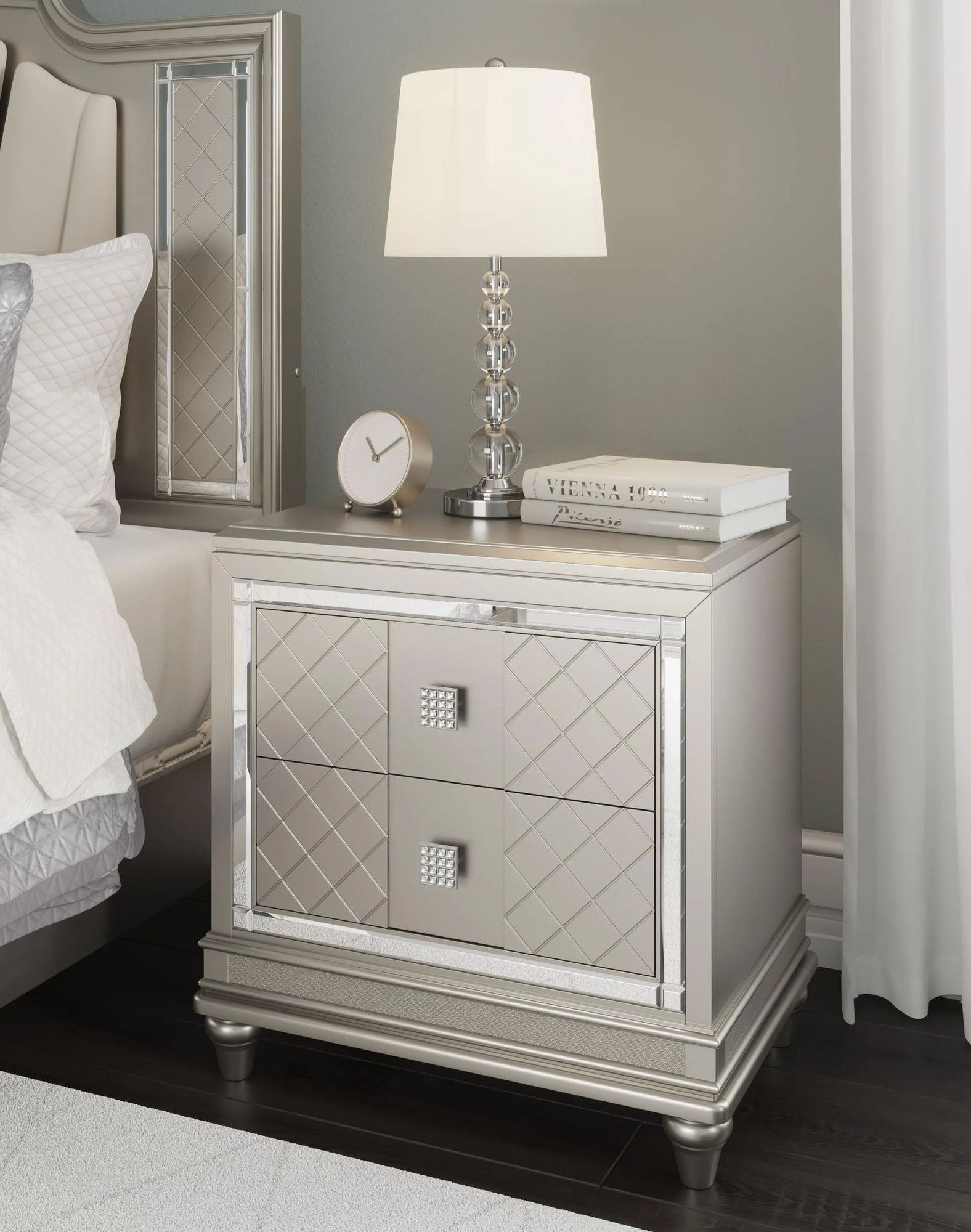 Ashley SM Chevanna 2-Drawer Wood Veneer Nightstand with Power Supply