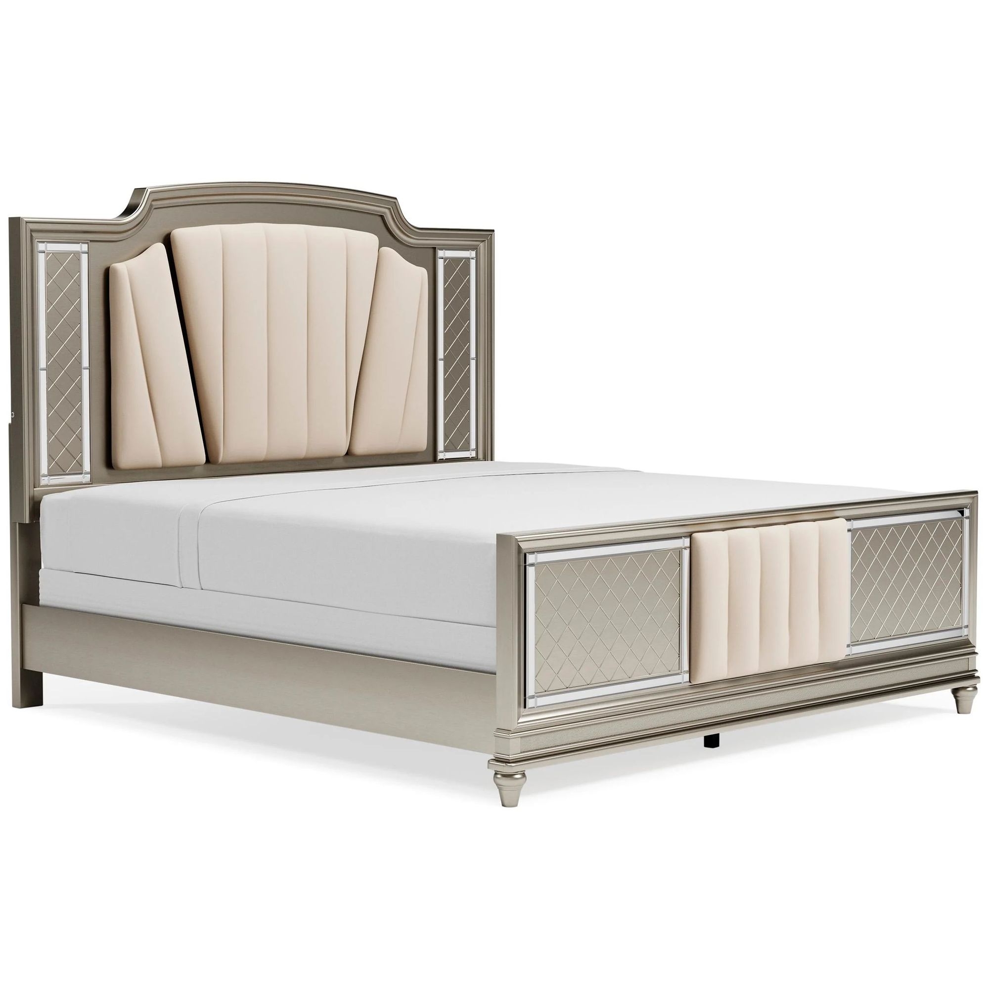 Chevanna Velvet Upholstered Panel Bed with LED Backlight