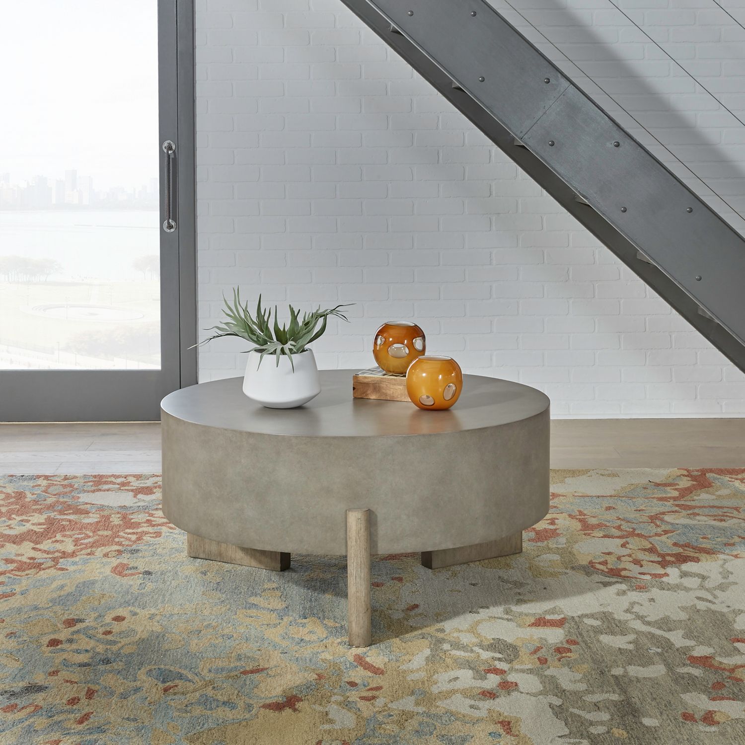 Affinity Oval Faux Concrete Cocktail Table Set 3 Piece