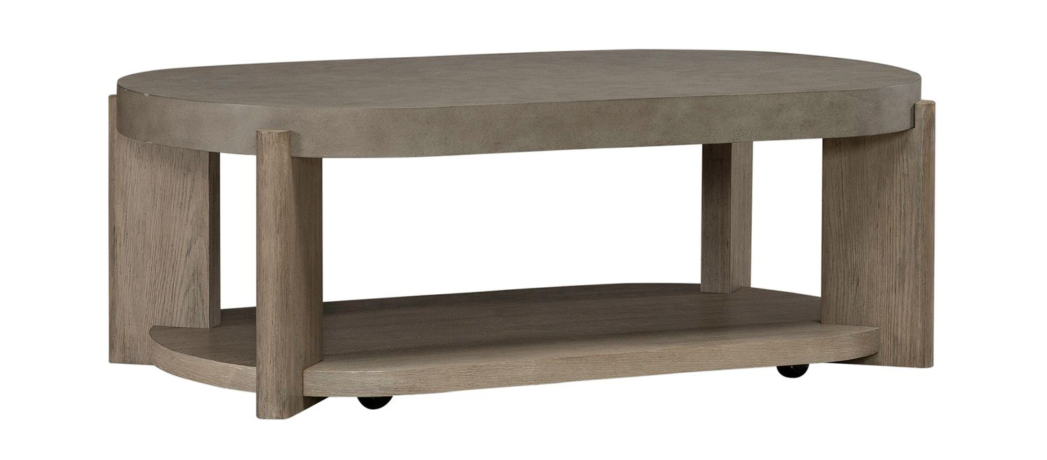 Affinity Round Faux Concrete Wood Cocktail Table Set