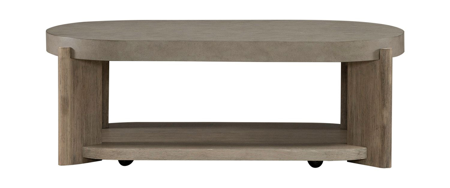 Affinity Round Faux Concrete Wood Cocktail Table Set