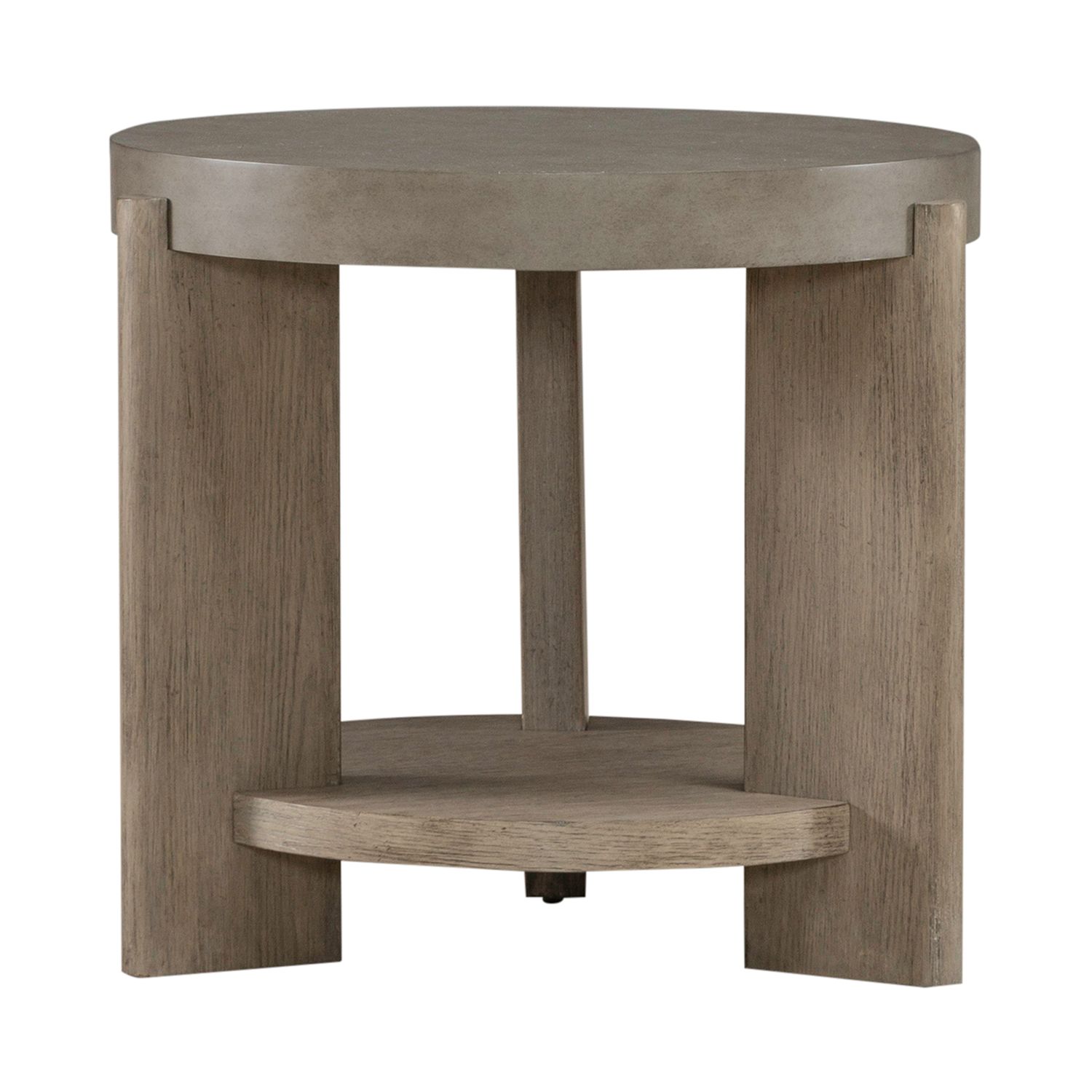 Affinity Round Faux Concrete/Wood End Table