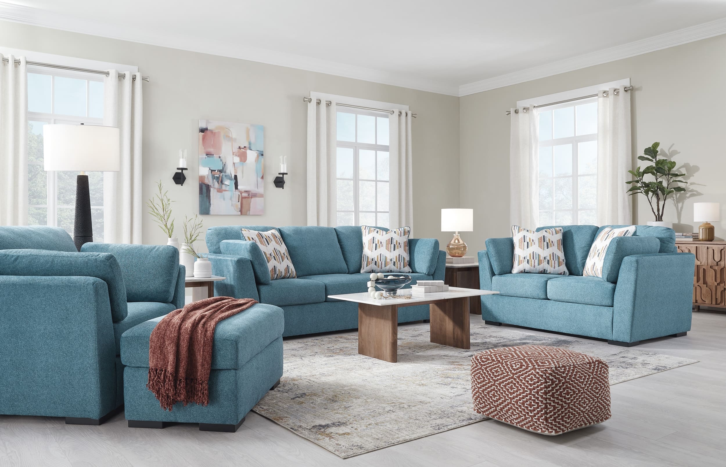 Keerwick Teal Sofa Living Room Set by Ashley Furniture