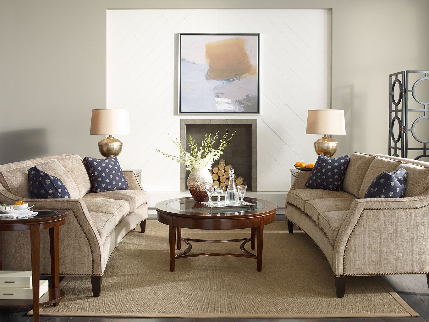 Elise Aura Round Glass/Wood Cocktail Table Set