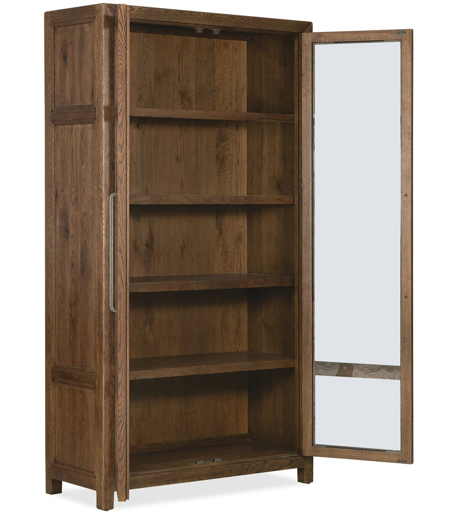 Driftwood Wood Veneer/Wood/Glass Display Cabinet with LED