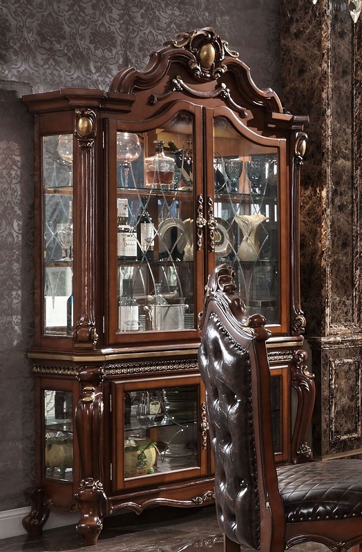Picardy Glass/Wood Curio w/4 Doors